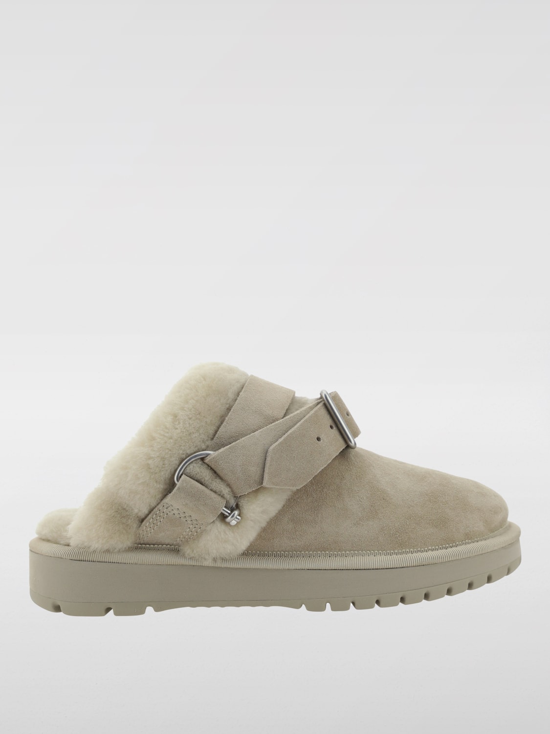 Giglio Sabot Burberry in camoscio e shearling