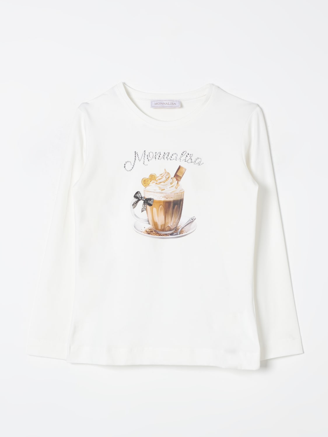 MONNALISA T-SHIRT: T-shirt kids Monnalisa, Cream - Img 1