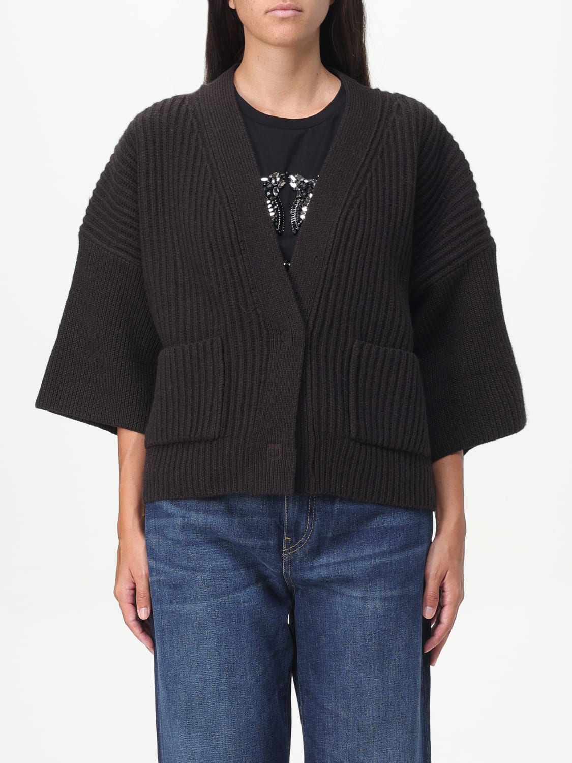 Giglio Cardigan a coste Pinko in lana e cashmere