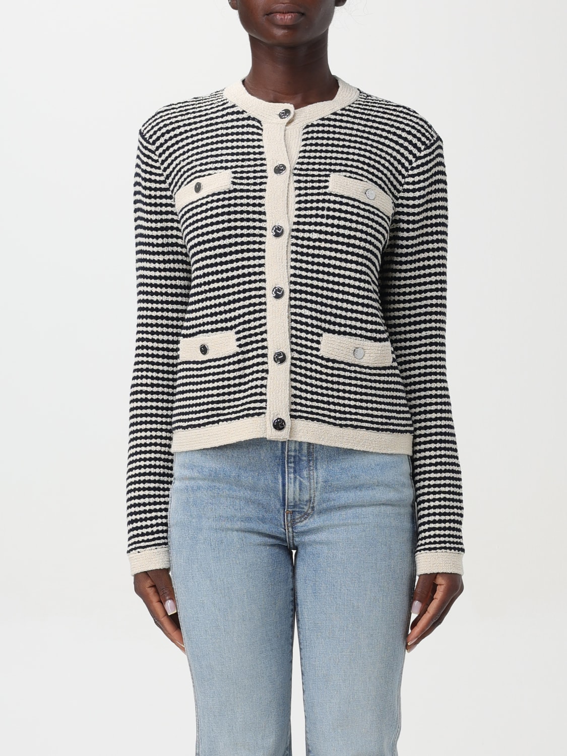 Giglio Cardigan a girocollo Tory Burch in cotone a righe