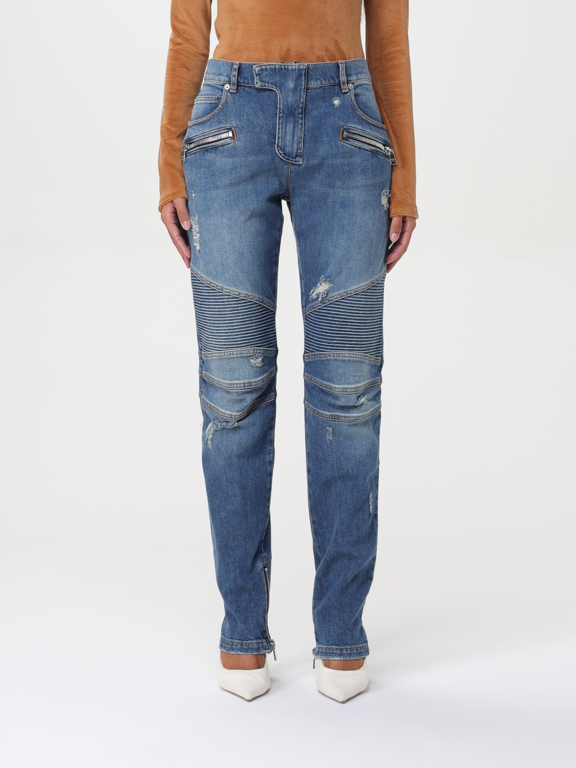 Giglio Jeans con zip e rotture Balmain