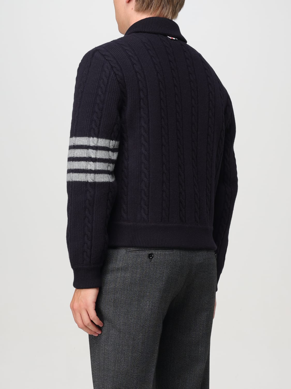 THOM BROWNE GIACCA: Bomber 4-bar Thom Browne di lana, Blue Navy - Img 3