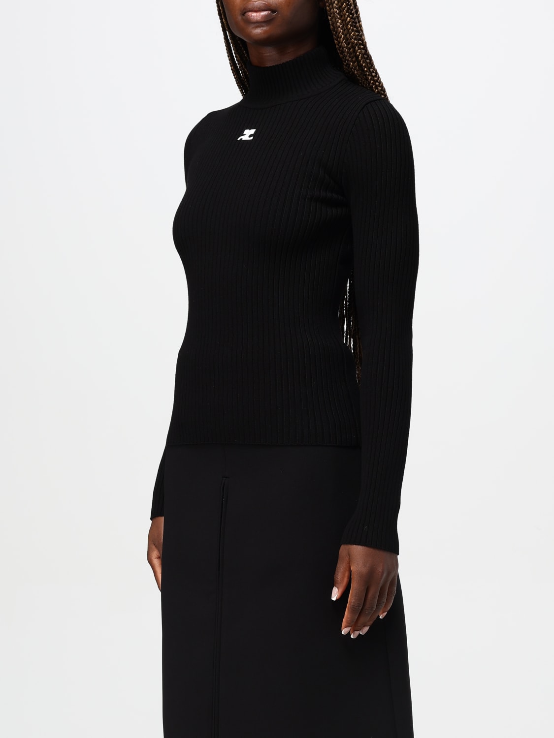 COURRÈGES SWEATER: Sweatshirt woman CourrÈges, Black - Img 4