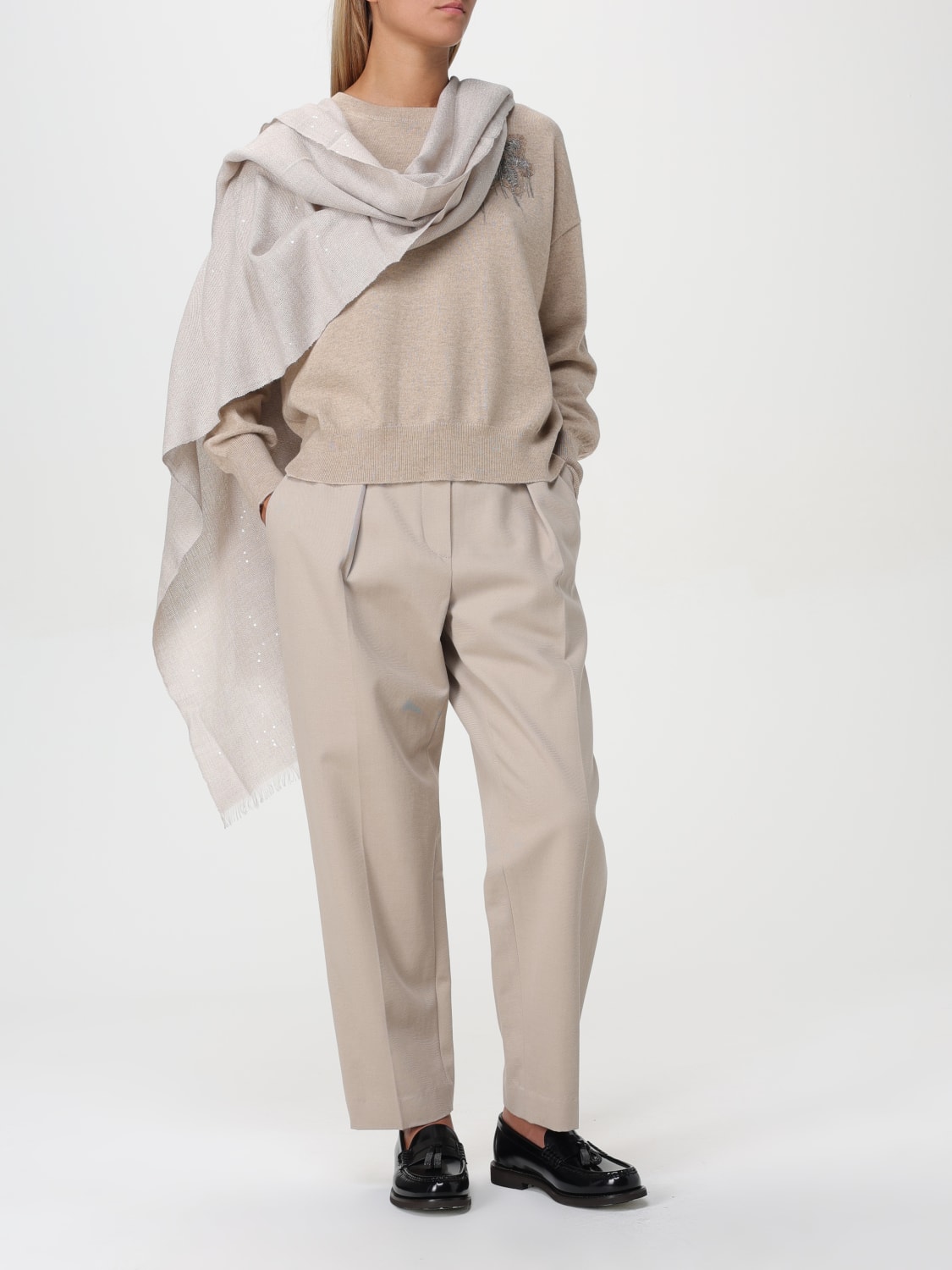 BRUNELLO CUCINELLI PANTS: Pants woman Brunello Cucinelli, Beige - Img 2