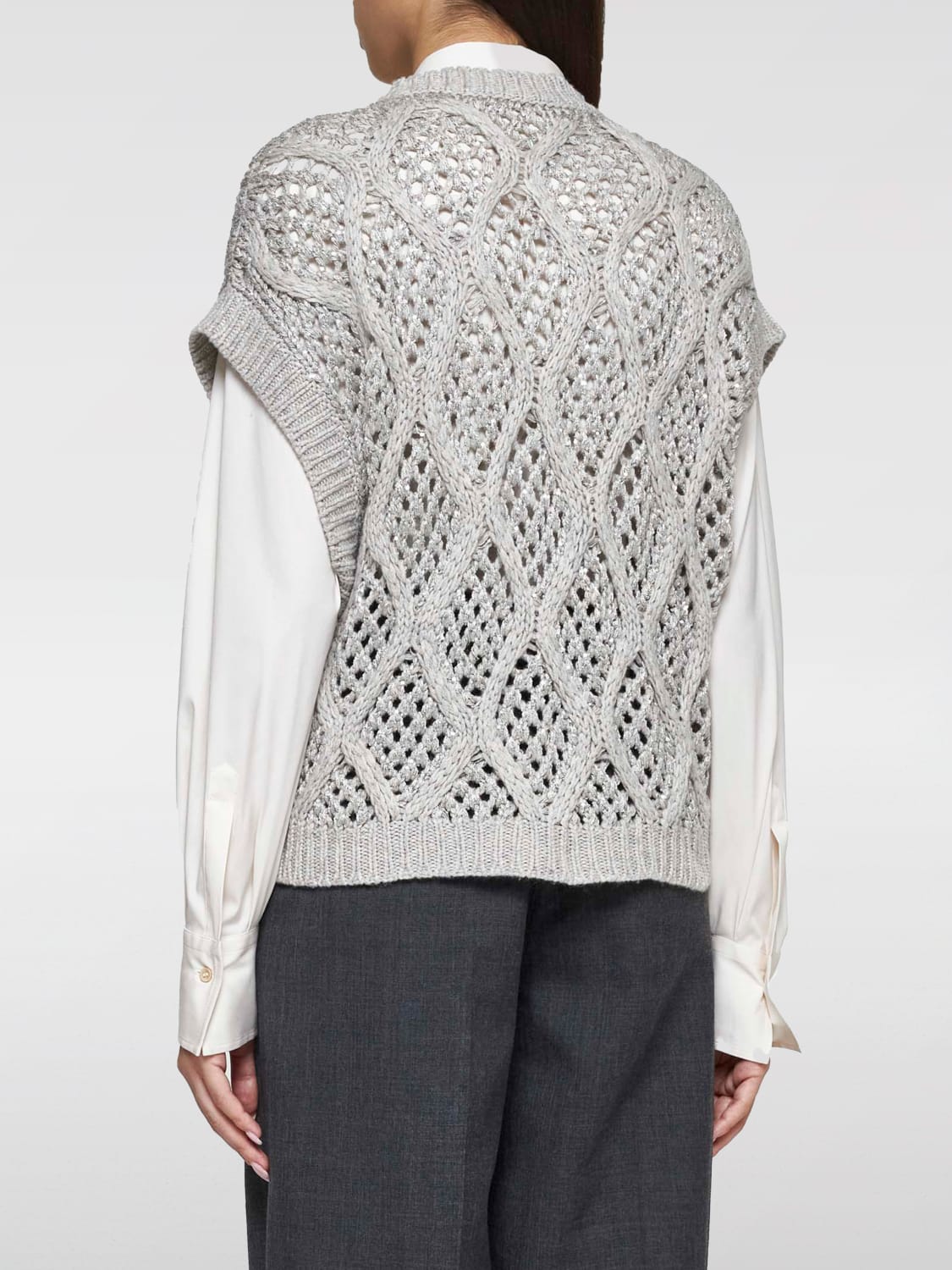 BRUNELLO CUCINELLI WESTE: Pullover damen Brunello Cucinelli, Grau - Img 2