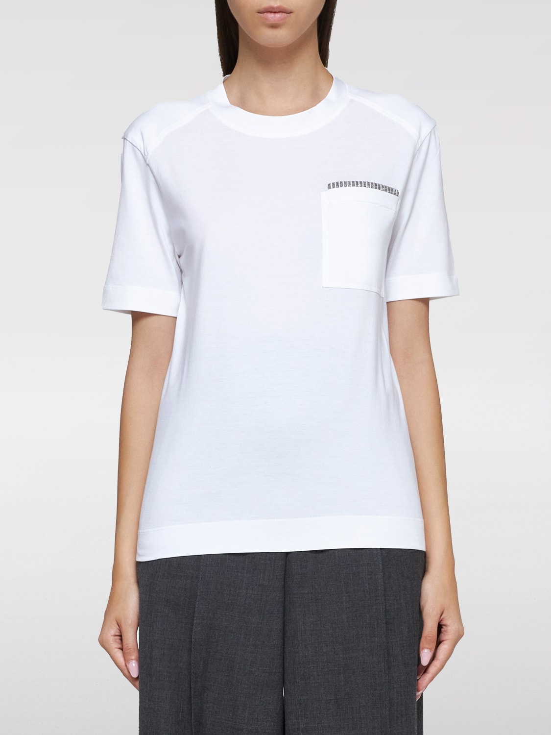 Giglio T-shirt basic con monile Brunello Cucinelli