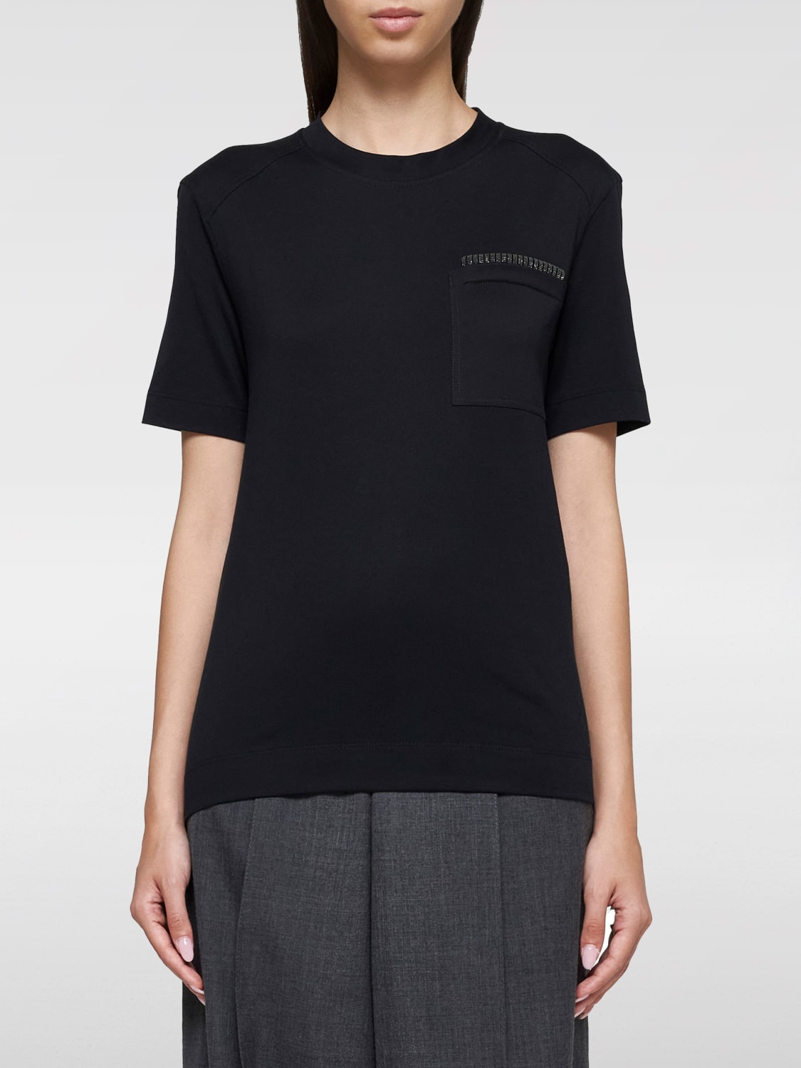 BRUNELLO CUCINELLI T-SHIRT: T-shirt woman Brunello Cucinelli, Black - Img 1