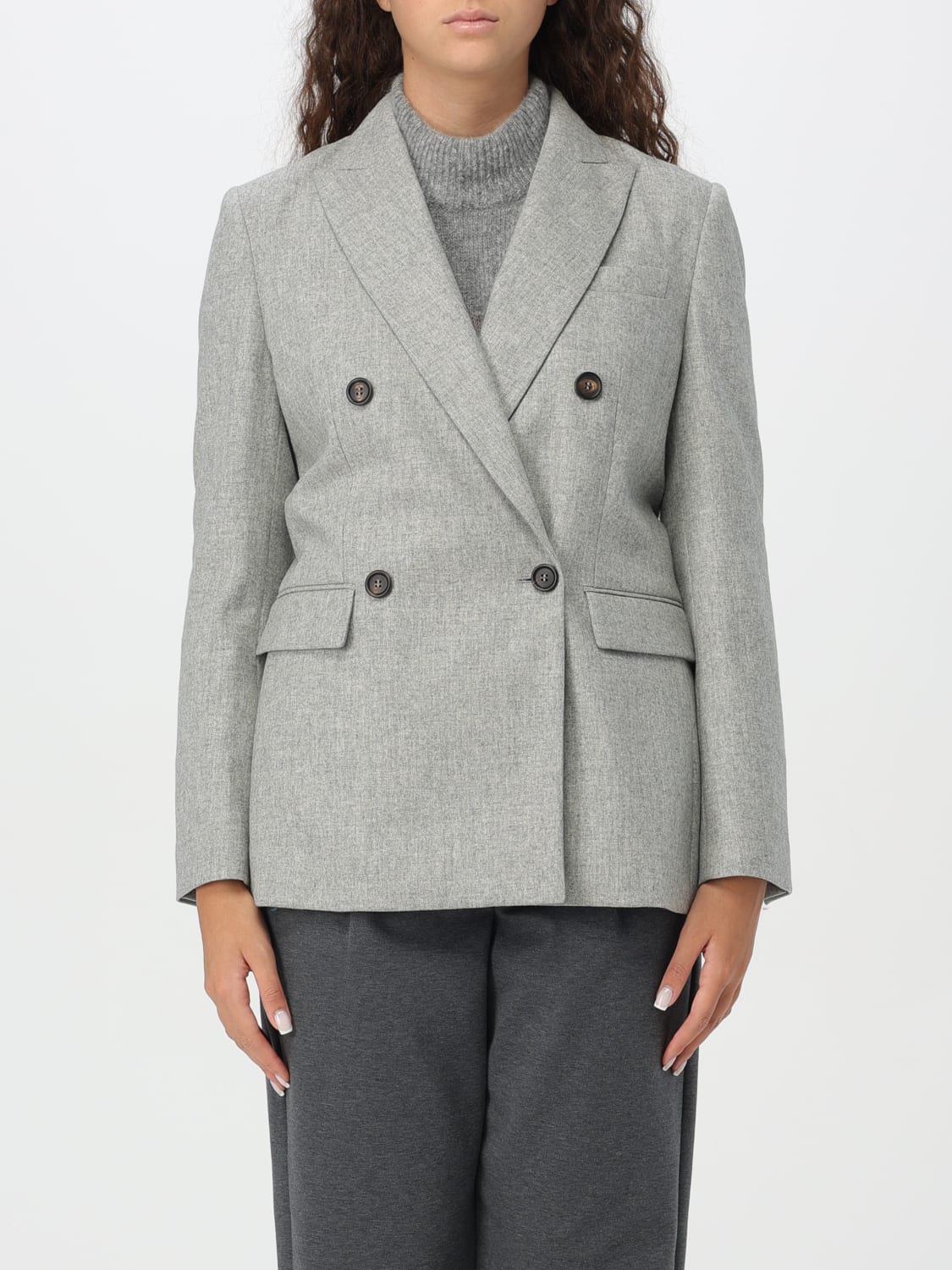 Giglio Blazer a doppiopetto Brunello Cucinelli in lana e cashmere