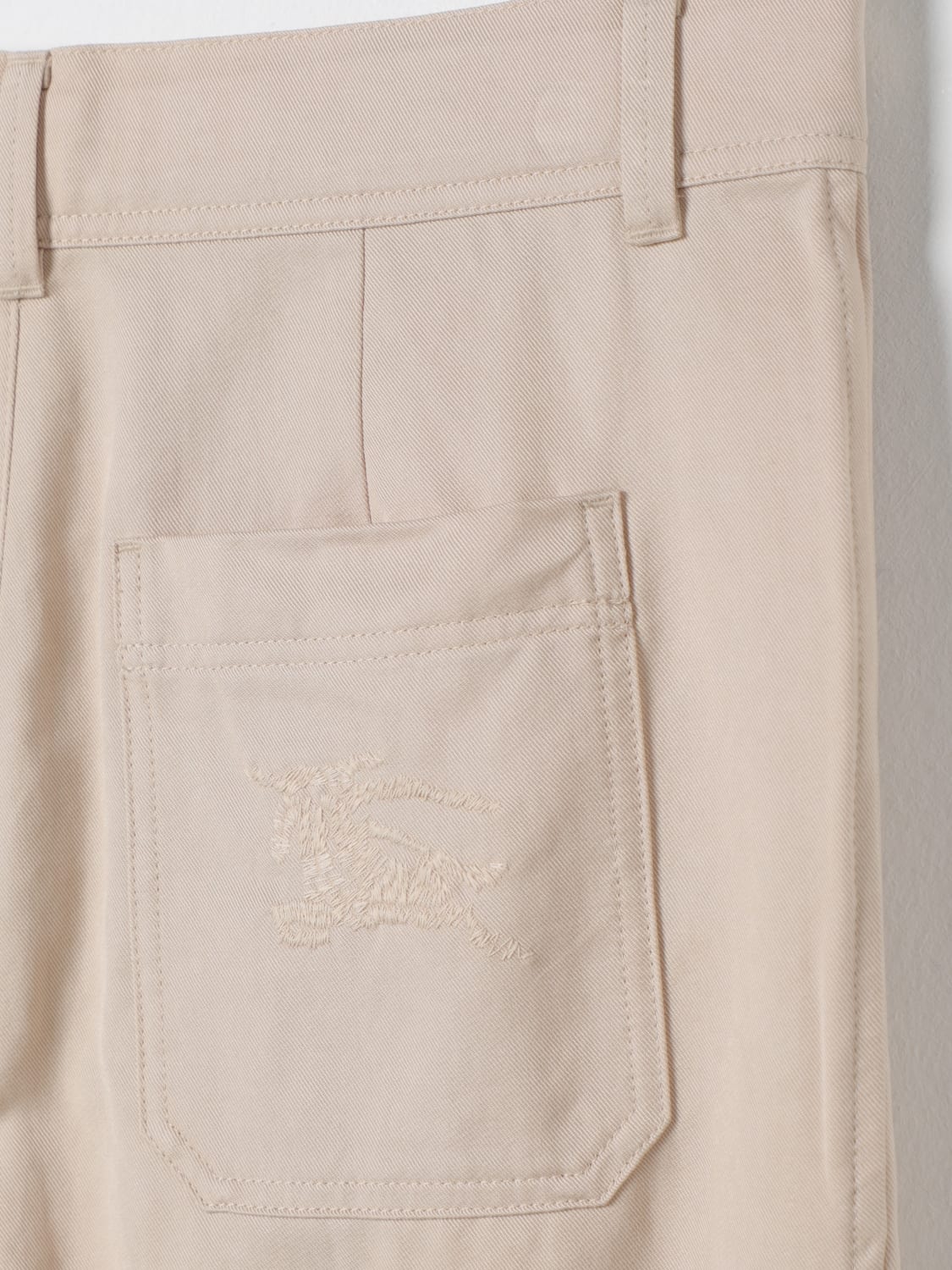 BURBERRY PANTALONE: Pantalone in cotone con logo Burberry, Tortora - Img 3