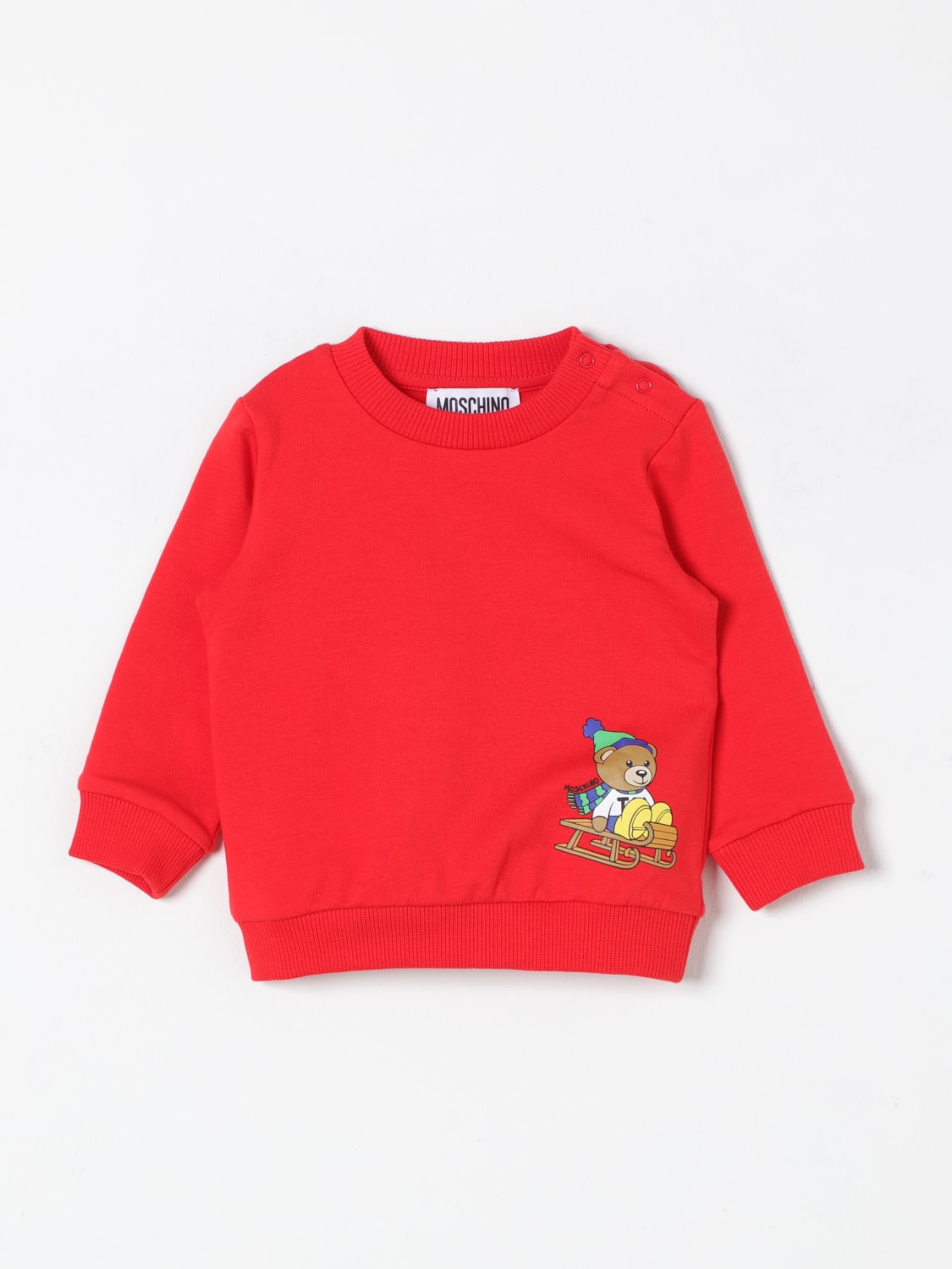 MOSCHINO MAGLIA: Felpa in cotone Teddy Moschino, Rosso - Img 1