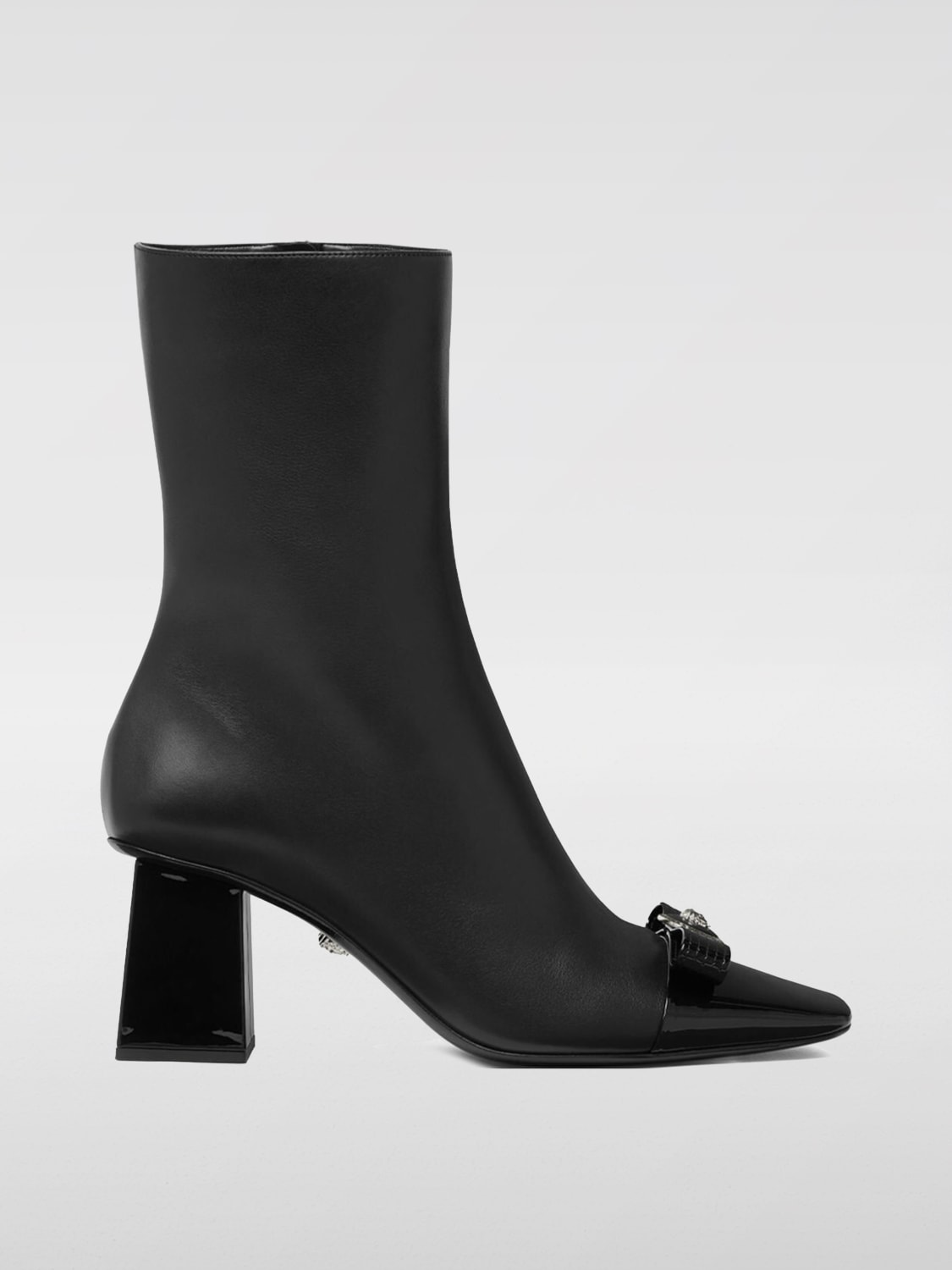 VERSACE FLAT ANKLE BOOTS: Shoes woman Versace, Black - Img 1