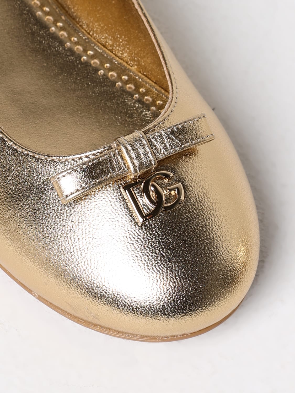DOLCE & GABBANA SCARPE: Ballerina Dolce & Gabbana in pelle laminata , Oro - Img 4