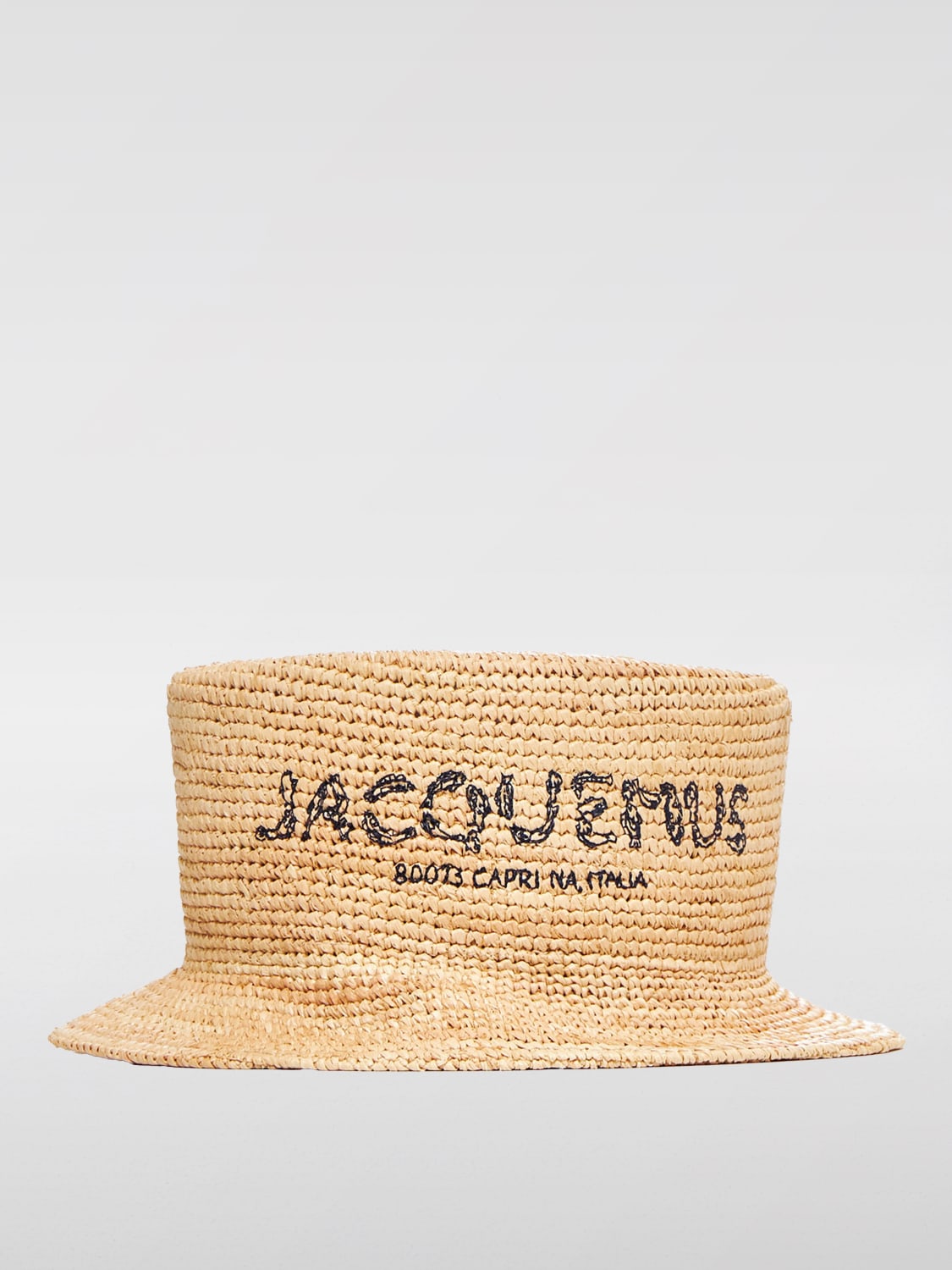 Giglio Cappello Jacquemus in rafia intrecciata con logo