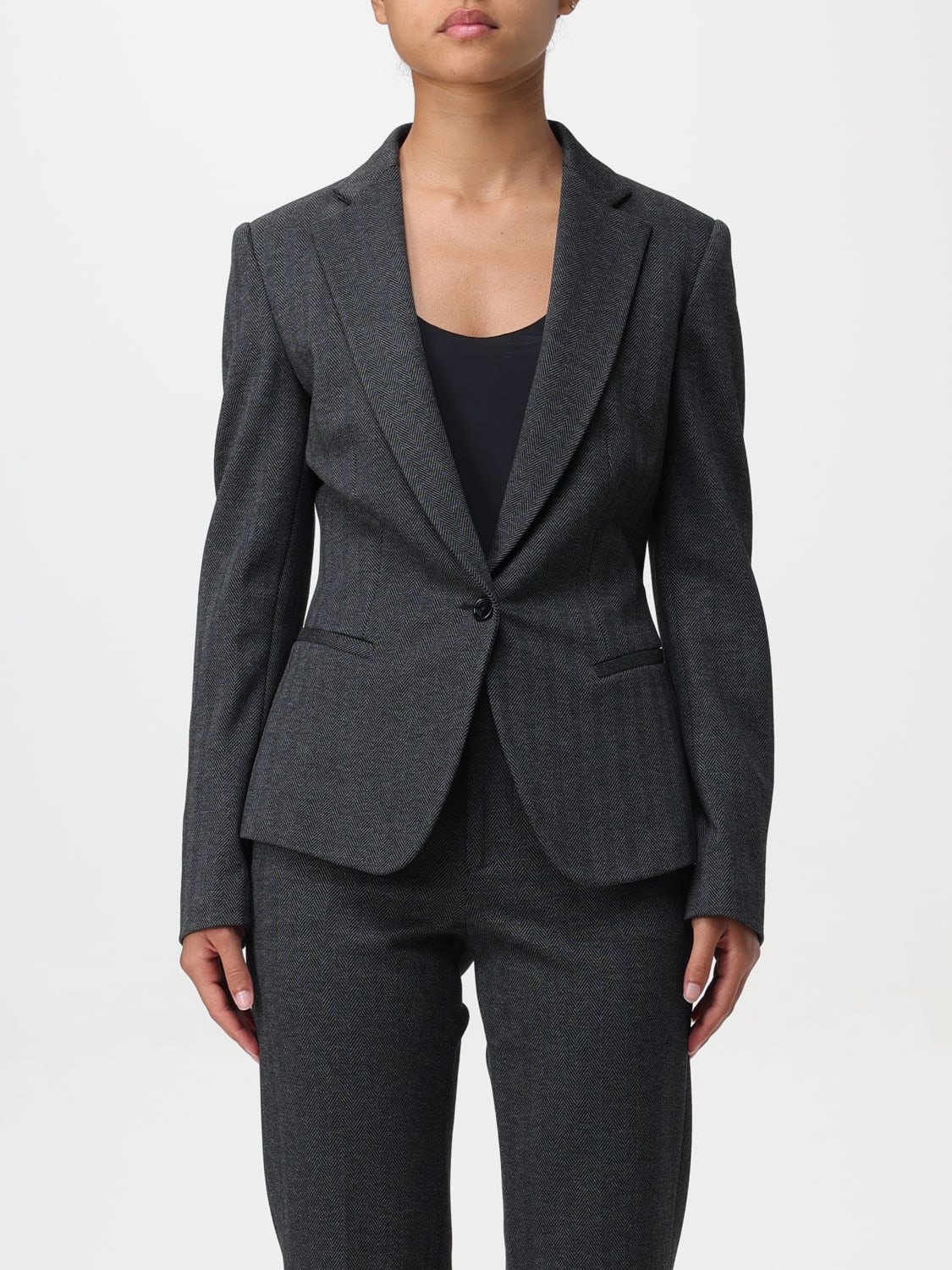 DONDUP BLAZER: Blazer a monopetto Dondup gessato, Grigio - Img 1