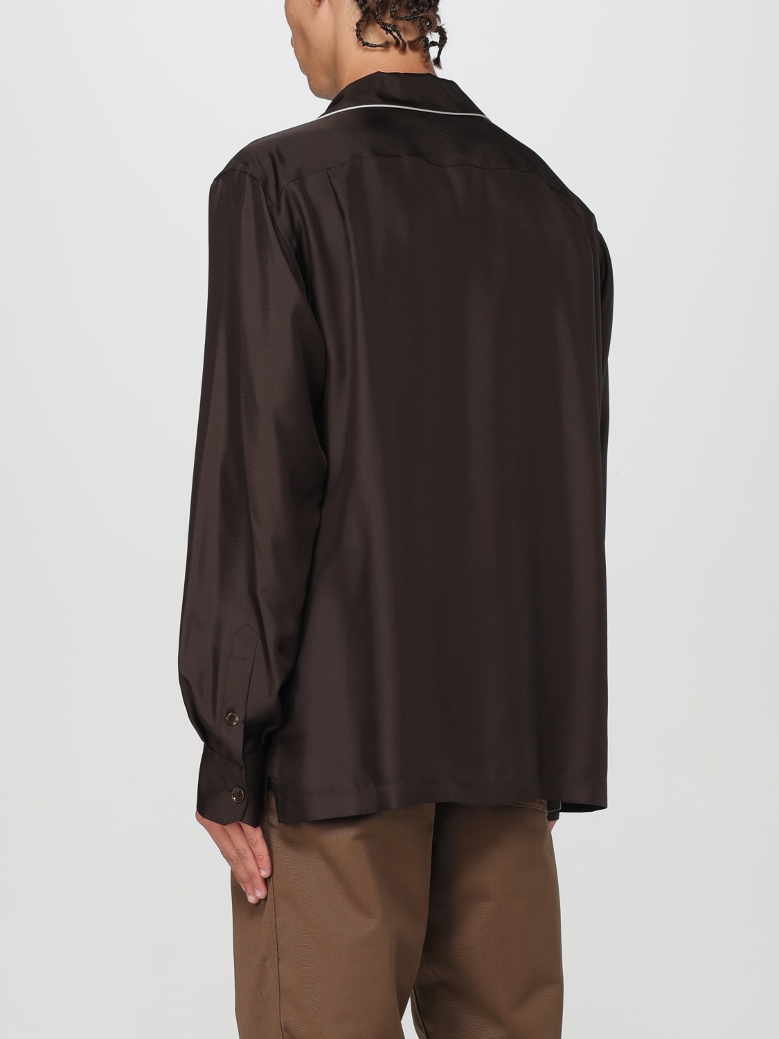 DOLCE & GABBANA CAMICIA: Camicia in seta con logo Dolce & Gabbana, Marrone - Img 2