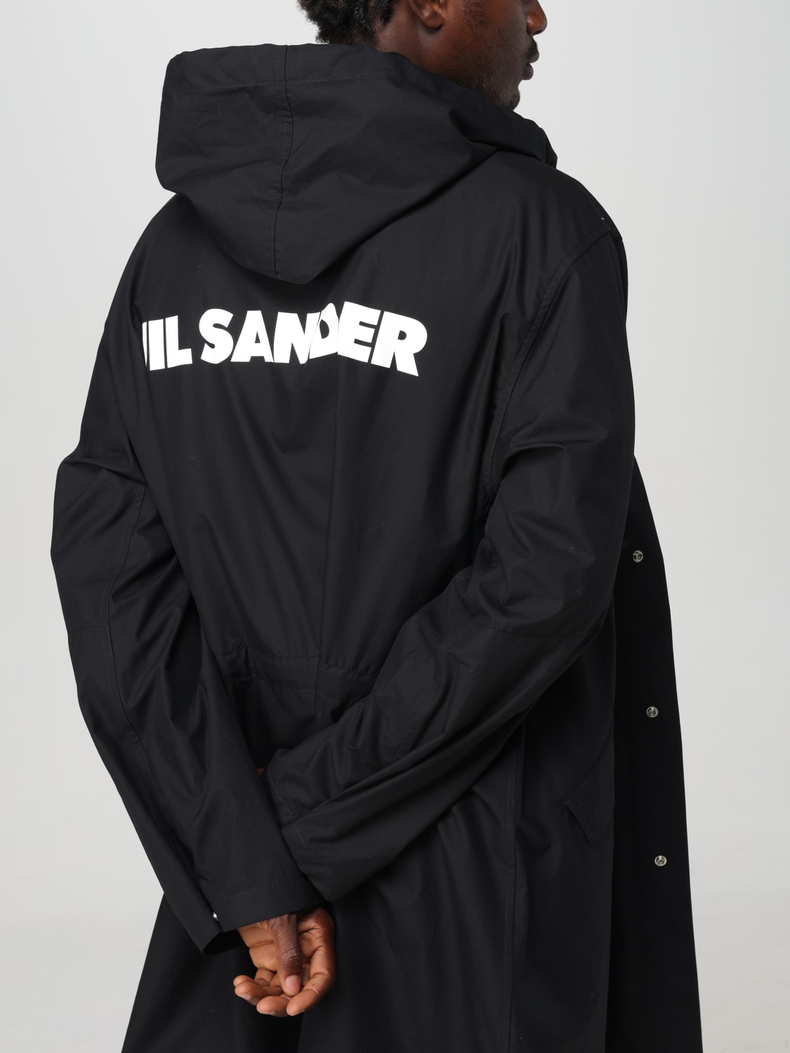 JIL SANDER GIACCA: Parka con cappuccio Jil Sander in popeline di cotone, Nero - Img 5