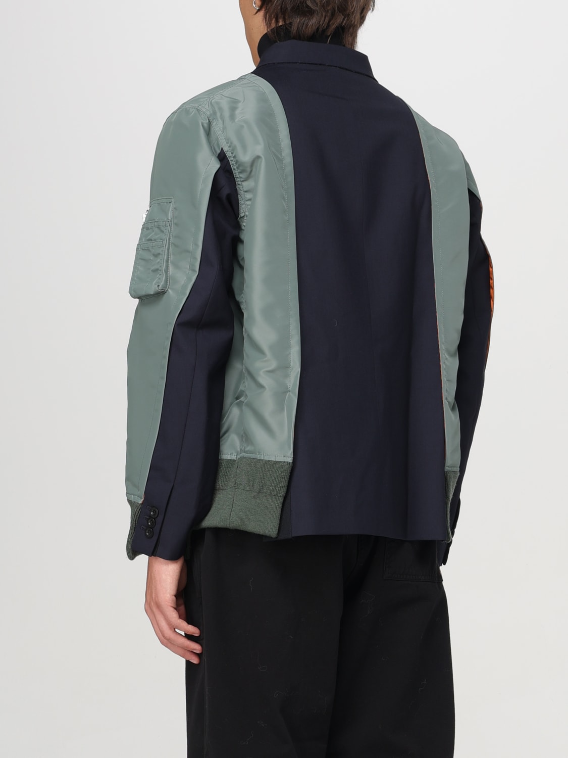 SACAI GIACCA: Giacca con zip e bottoni Sacai, Blue - Img 3