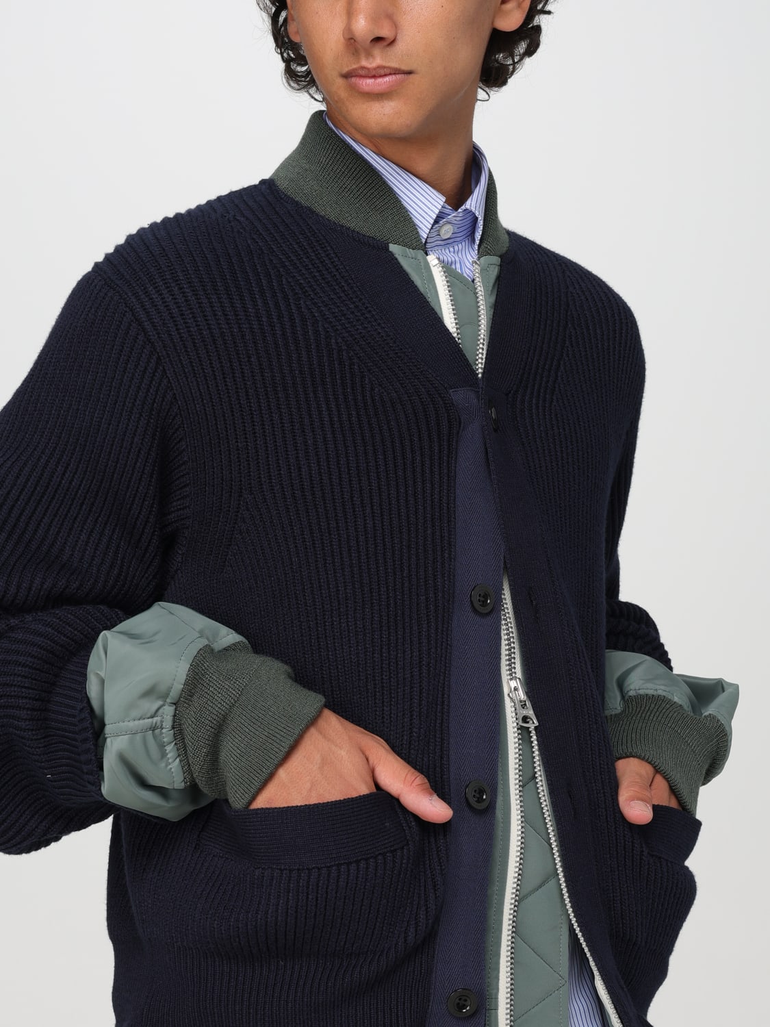 SACAI CARDIGAN: Cardigan men Sacai, Blue - Img 5