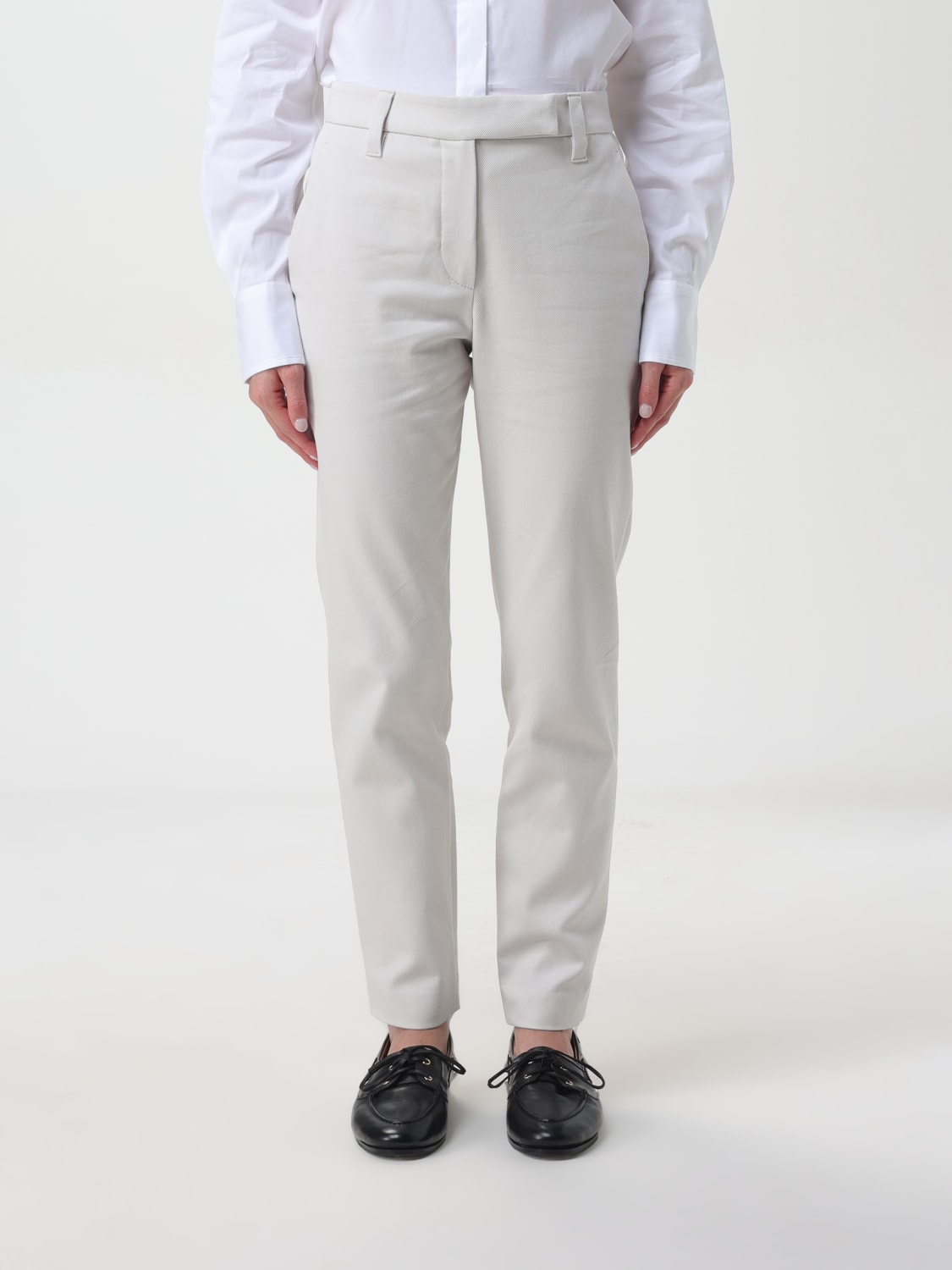 BRUNELLO CUCINELLI 裤子: 裤子 女士 Brunello Cucinelli, 白色 - Img 1