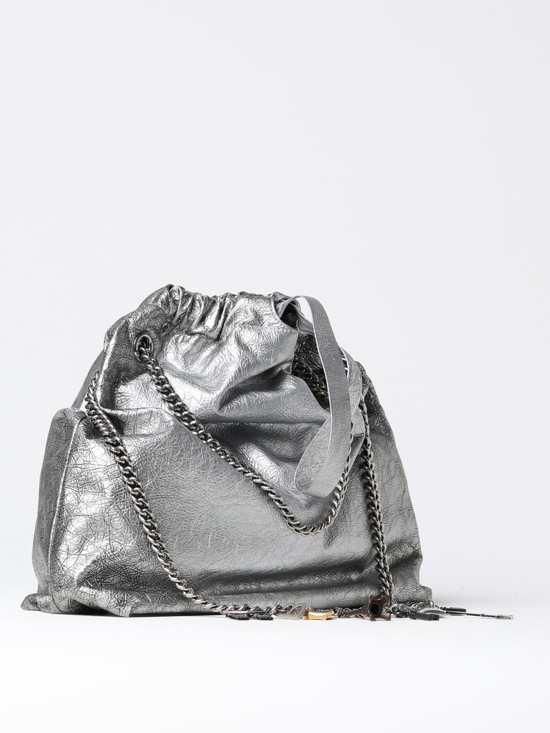 BALENCIAGA BORSA TOTE: Borsa Crush Balenciaga in pelle , Silver - Img 3