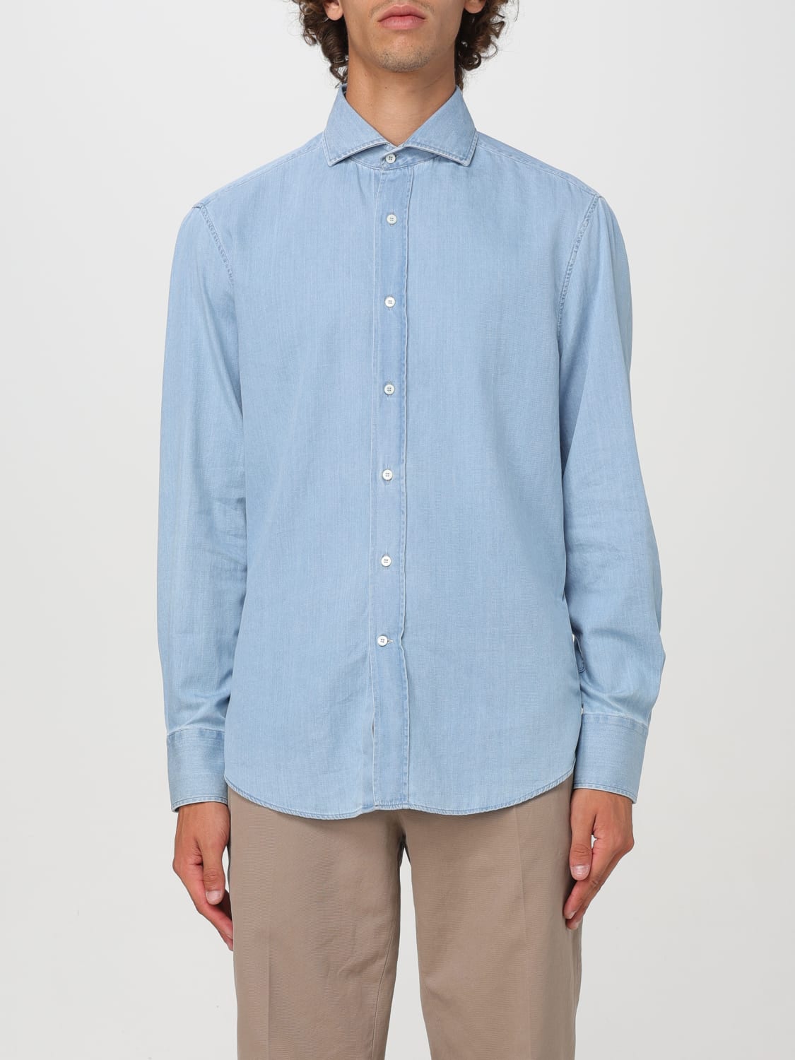 Giglio Camicia Brunello Cucinelli in denim di cotone