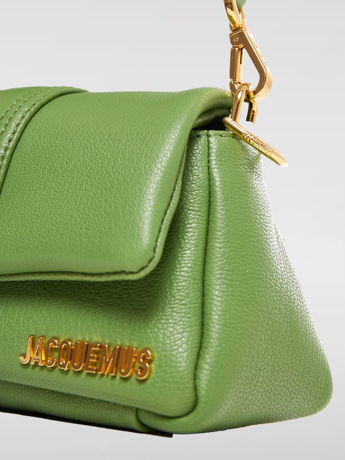 JACQUEMUS BORSA A SPALLA: Borsa Le Bambimou Jacquemus in pelle a grana , Verde - Img 3