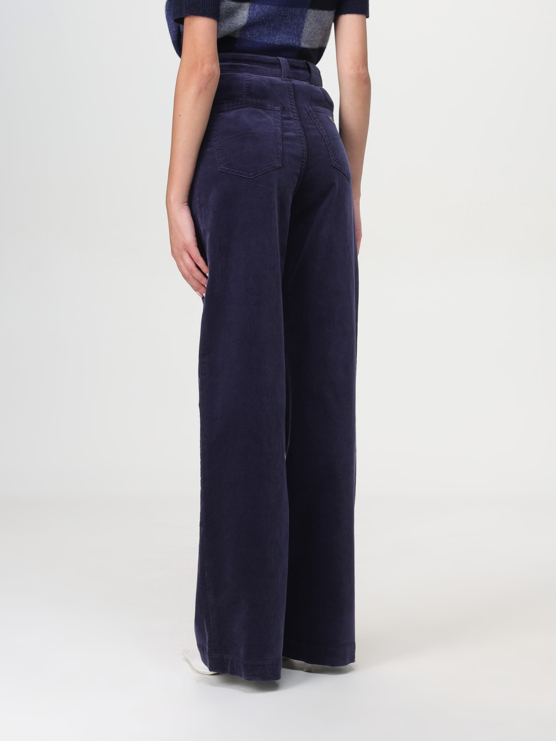 パンツ EMPORIO ARMANI Women Straight Pants EW000737AF14857UB081 BLU Emporio Armani Cropped Straight-Leg Cotton Couture Trousers