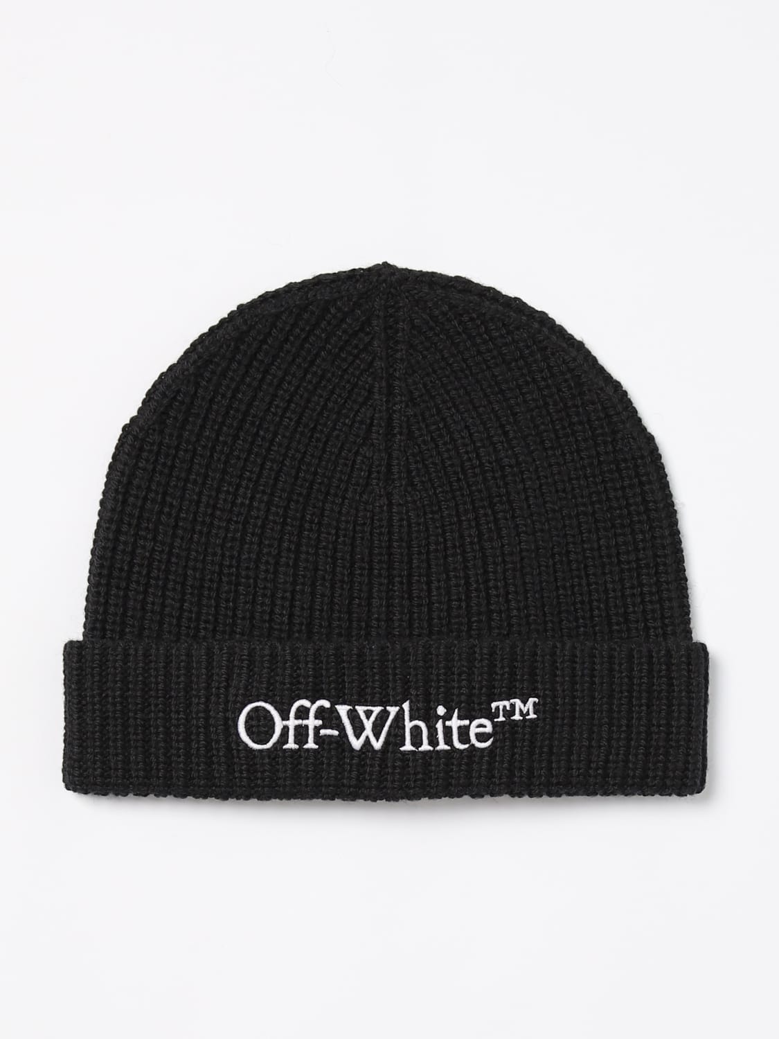 Giglio Cappello Off-White in maglia a coste con logo ricamato