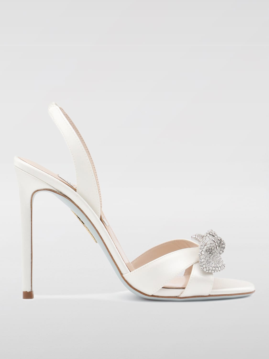 Giglio Sandalo So Divine Aquazzura in raso con nodo di strass