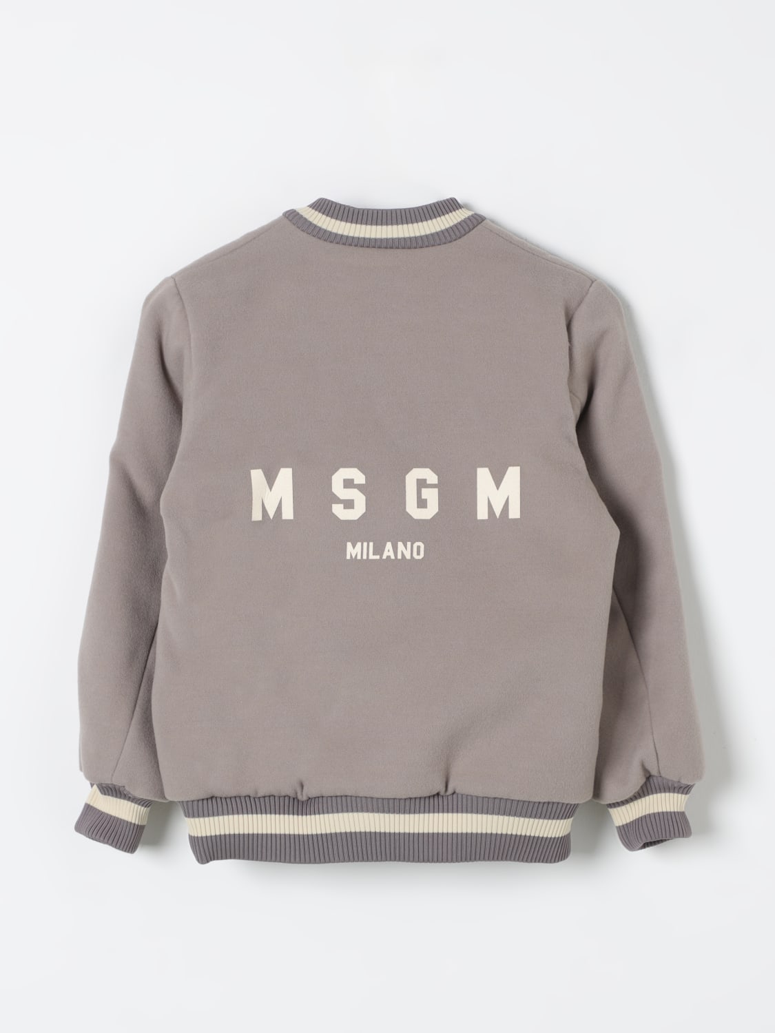 MSGM KIDS GIACCA: Bomber con zip MSGM Kids con logo posteriore, Grigio - Img 2