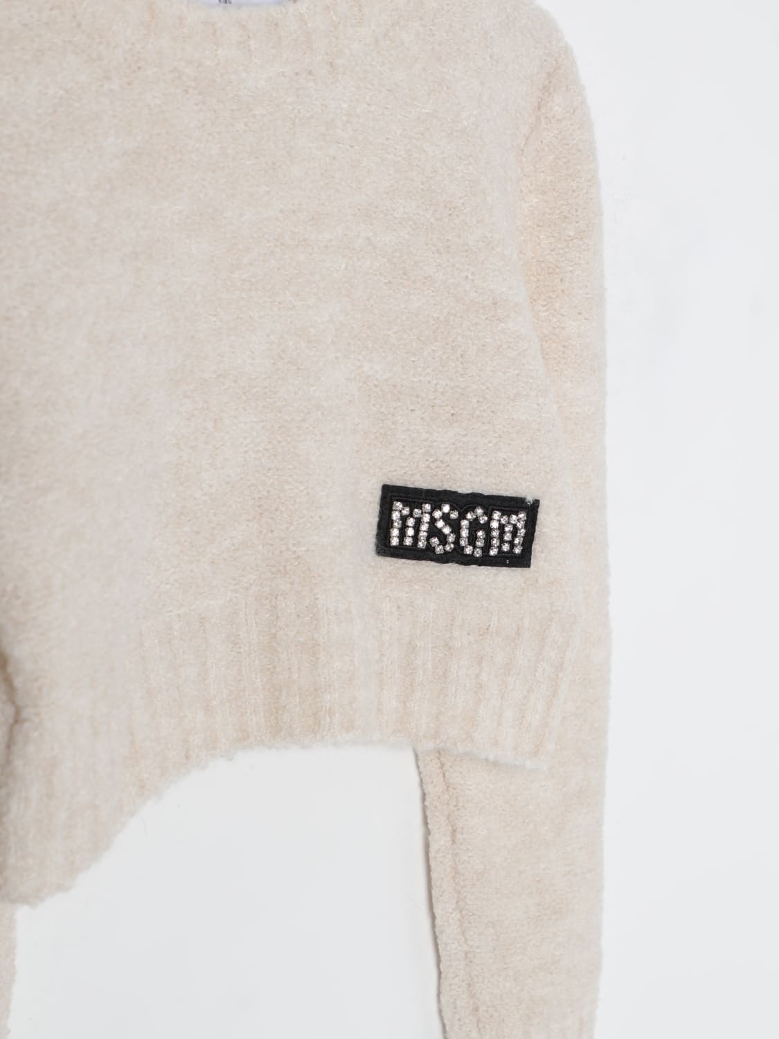 MSGM KIDS MAGLIA: Maglia a girocollo crop MSGM Kids, Beige - Img 3