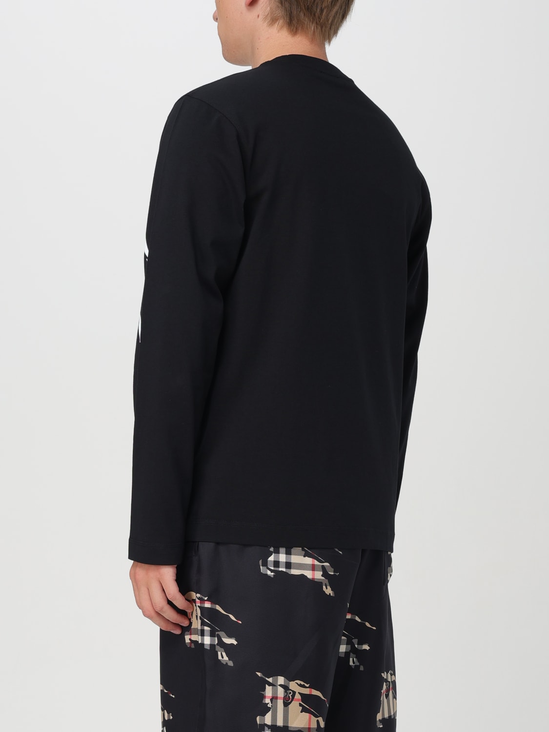 BURBERRY SWEATER: Burberry Equestrian Knight long-sleeve cotton t-shirt, Black - Img 3