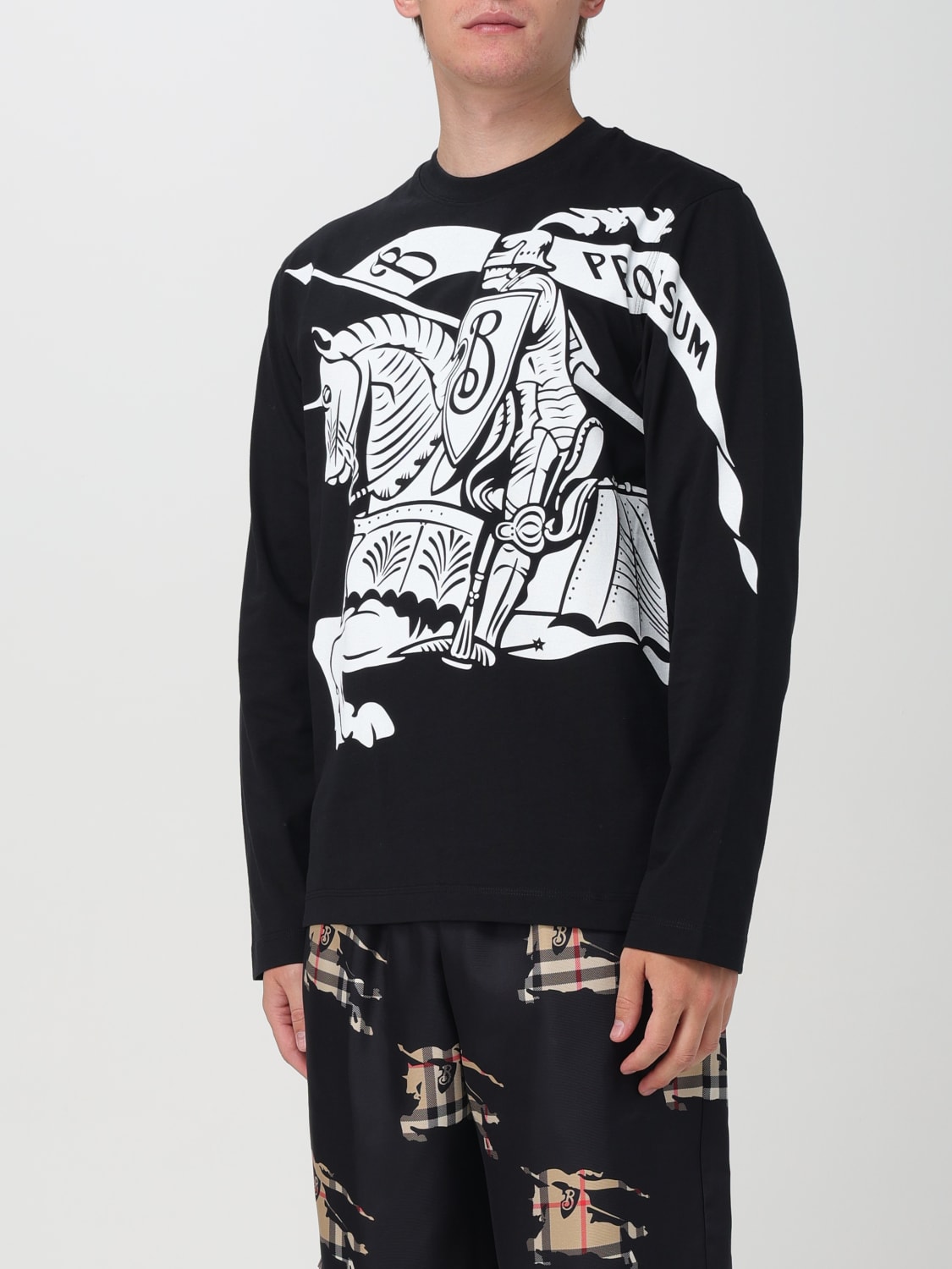 BURBERRY SWEATER: Burberry Equestrian Knight long-sleeve cotton t-shirt, Black - Img 4