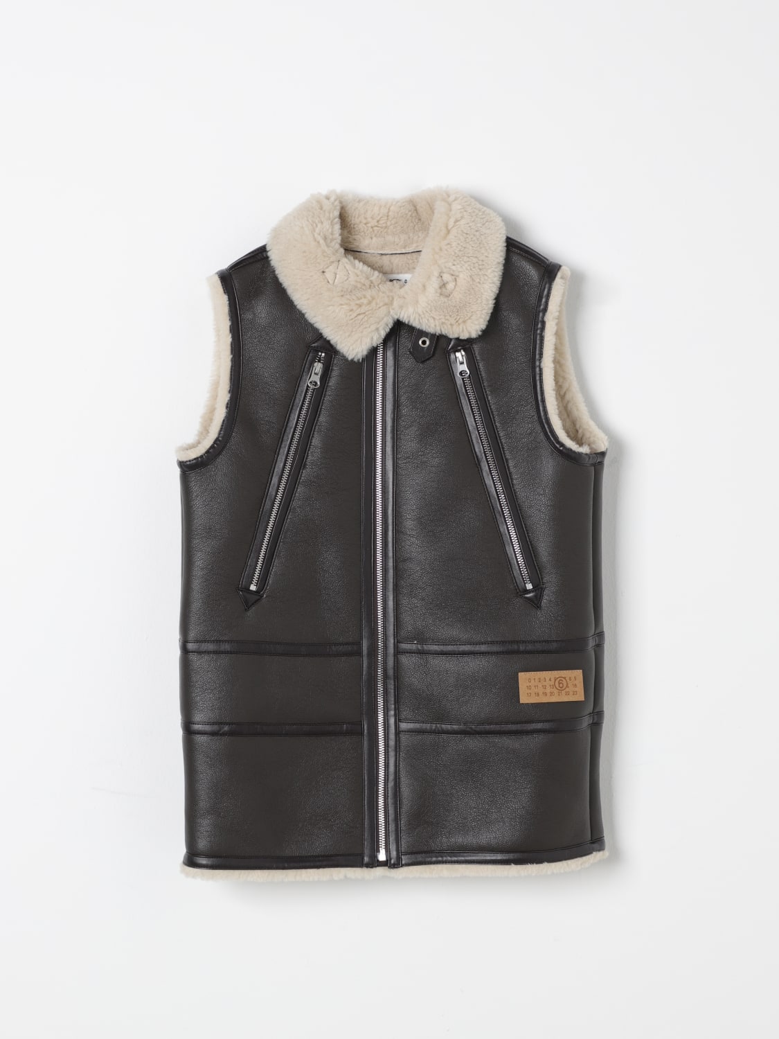 MM6 MAISON MARGIELA WAISTCOAT: MM6 Maison Margiela vest with synthetic shearling lining, Brown - Img 1