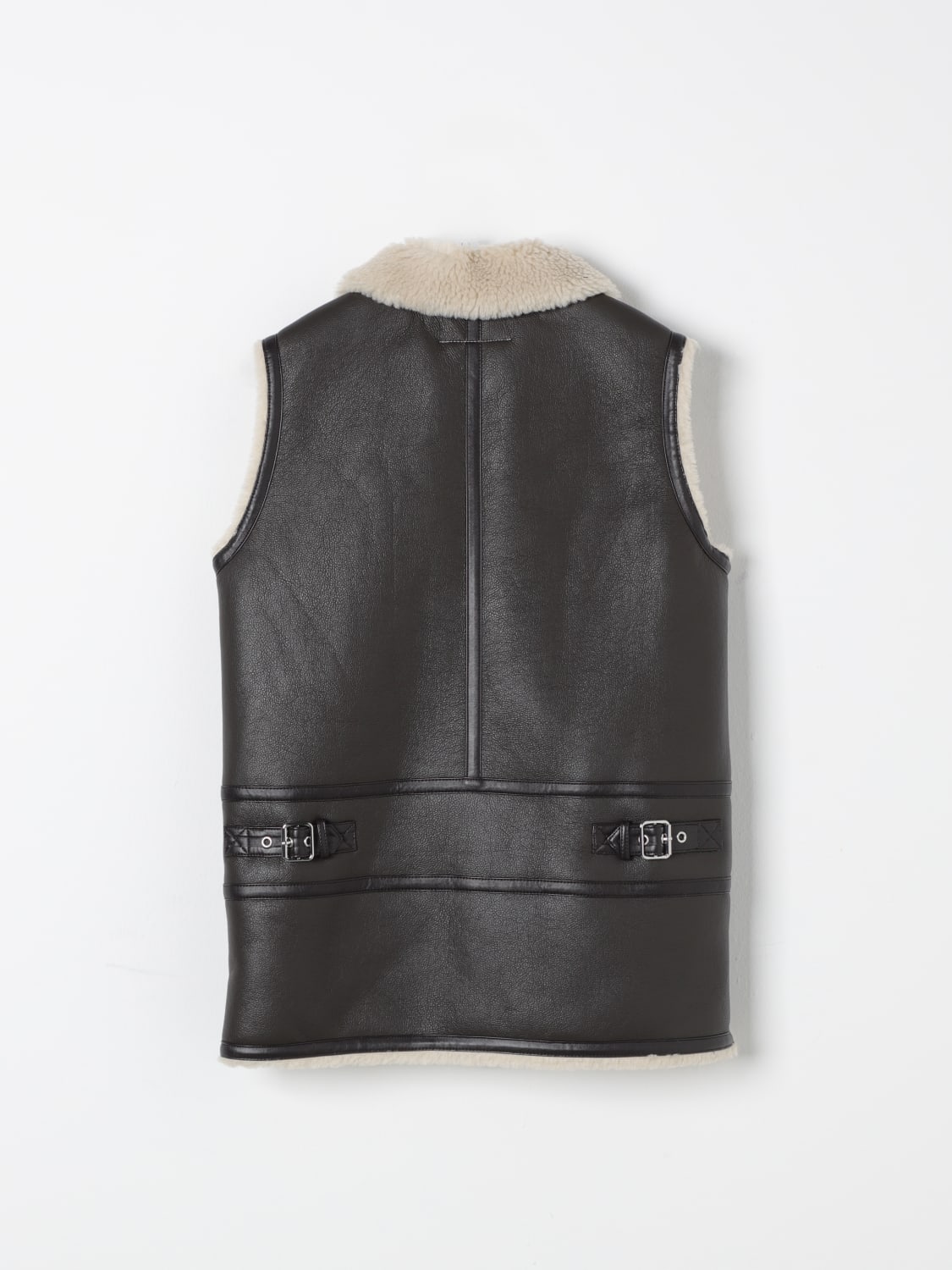 MM6 MAISON MARGIELA WAISTCOAT: MM6 Maison Margiela vest with synthetic shearling lining, Brown - Img 2