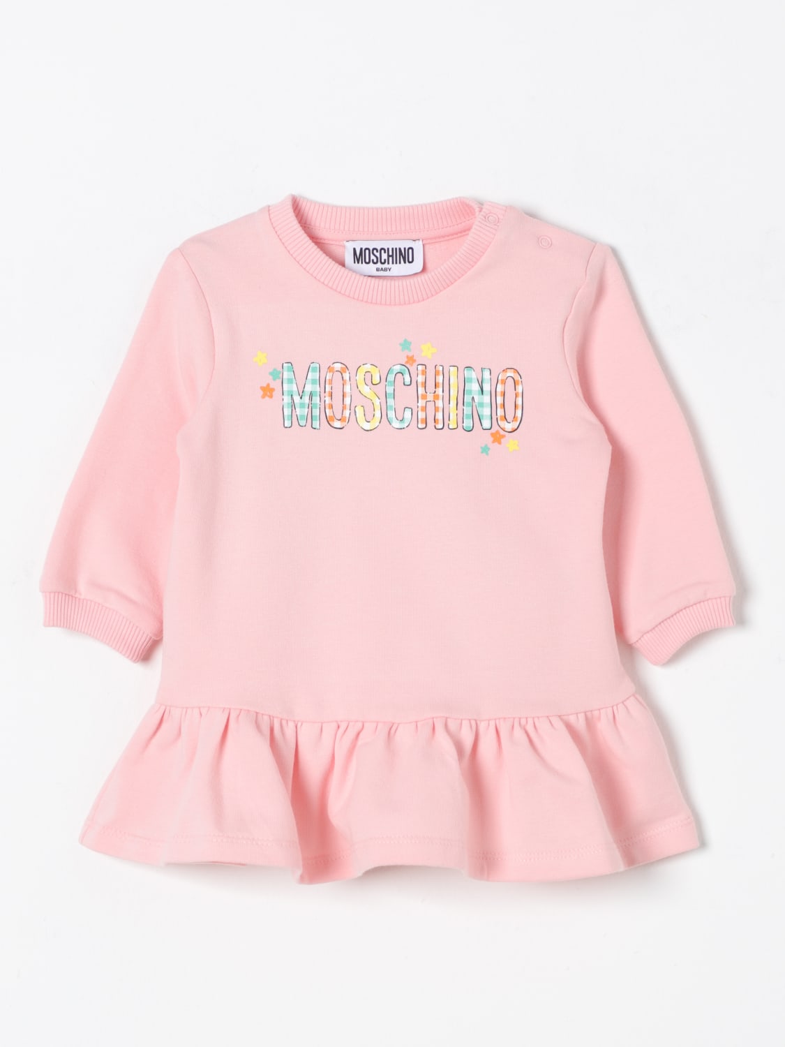 MOSCHINO ABITO: Abito a felpa in cotone Moschino, Rosa - Img 1