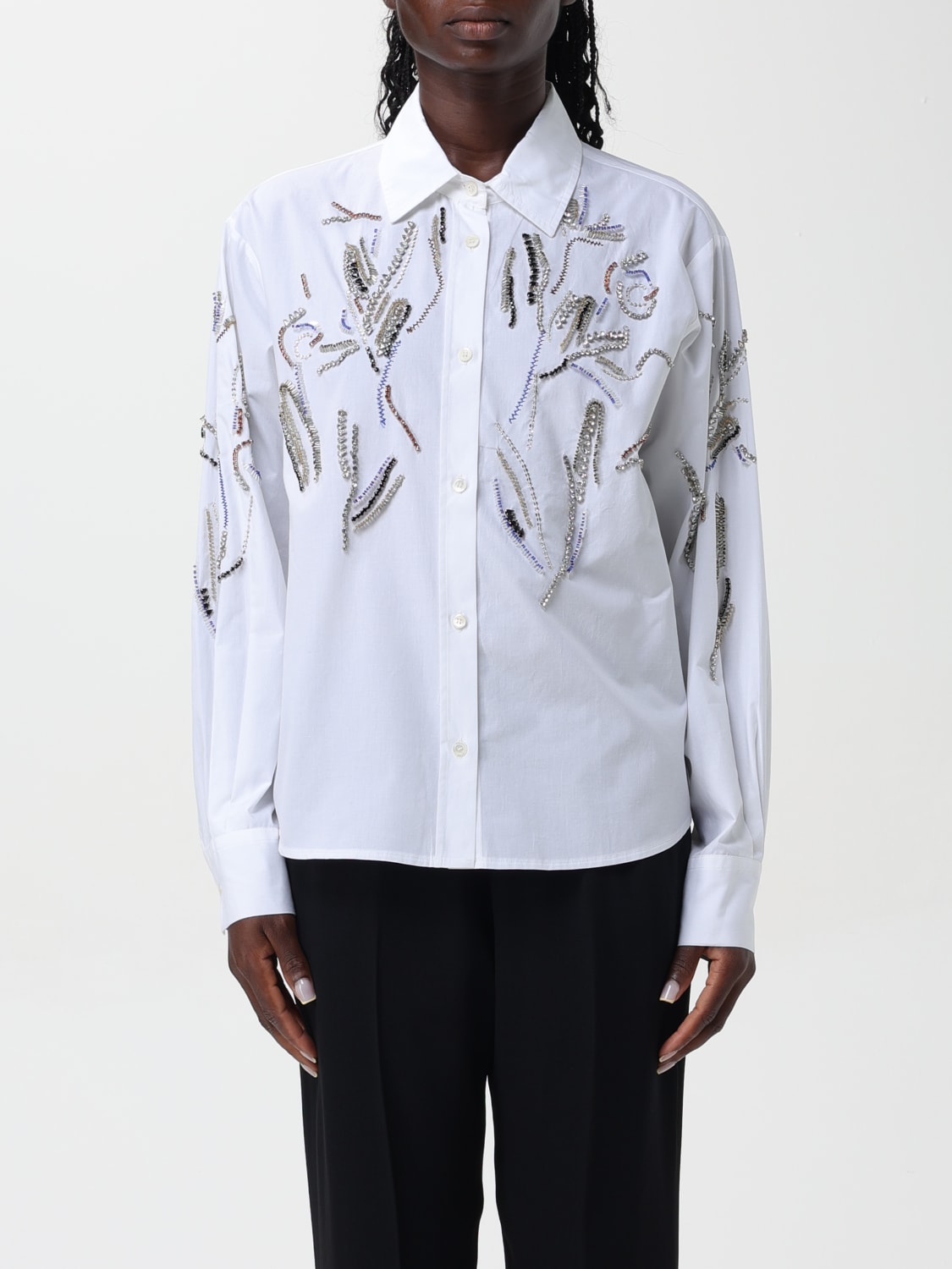 Giglio Camicia in cotone con ricami e strass Forte Forte