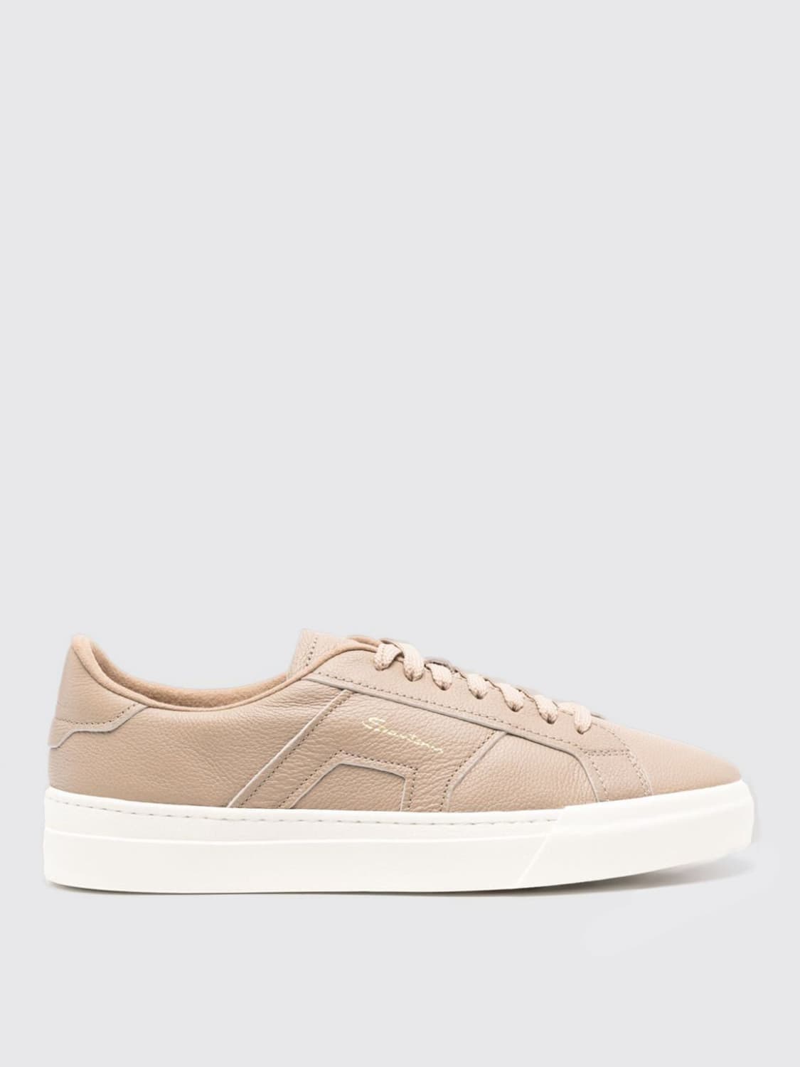 SANTONI SNEAKERS: Sneakers Santoni in pelle a grana , Beige - Img 1