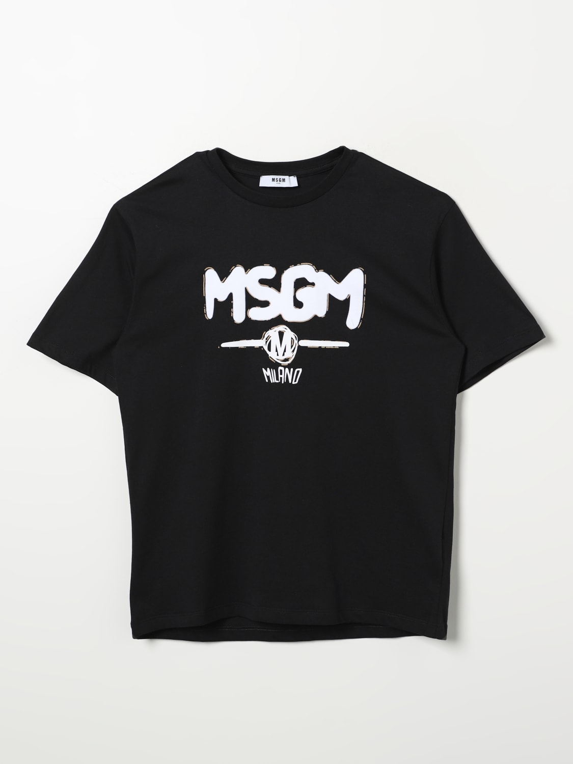 MSGM KIDS T-SHIRT: T-shirt MSGM Kids in cotone con logo , Nero - Img 1