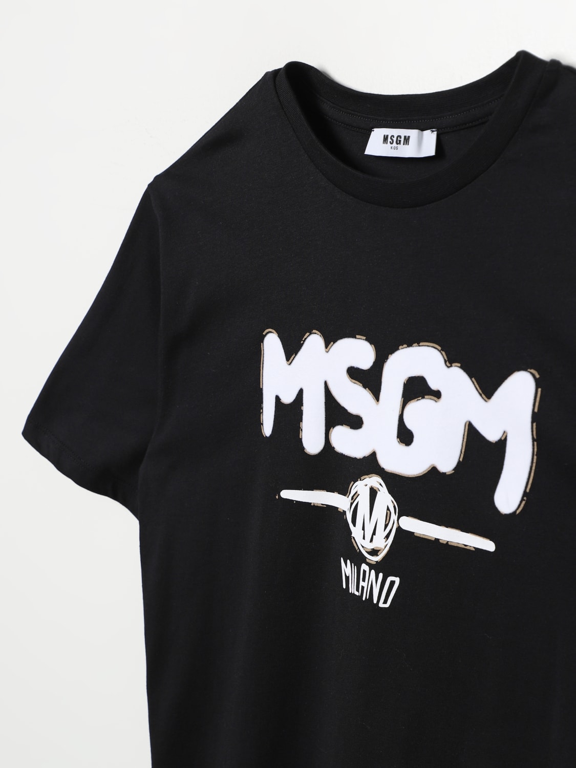 MSGM KIDS T-SHIRT: T-shirt MSGM Kids in cotone con logo , Nero - Img 3