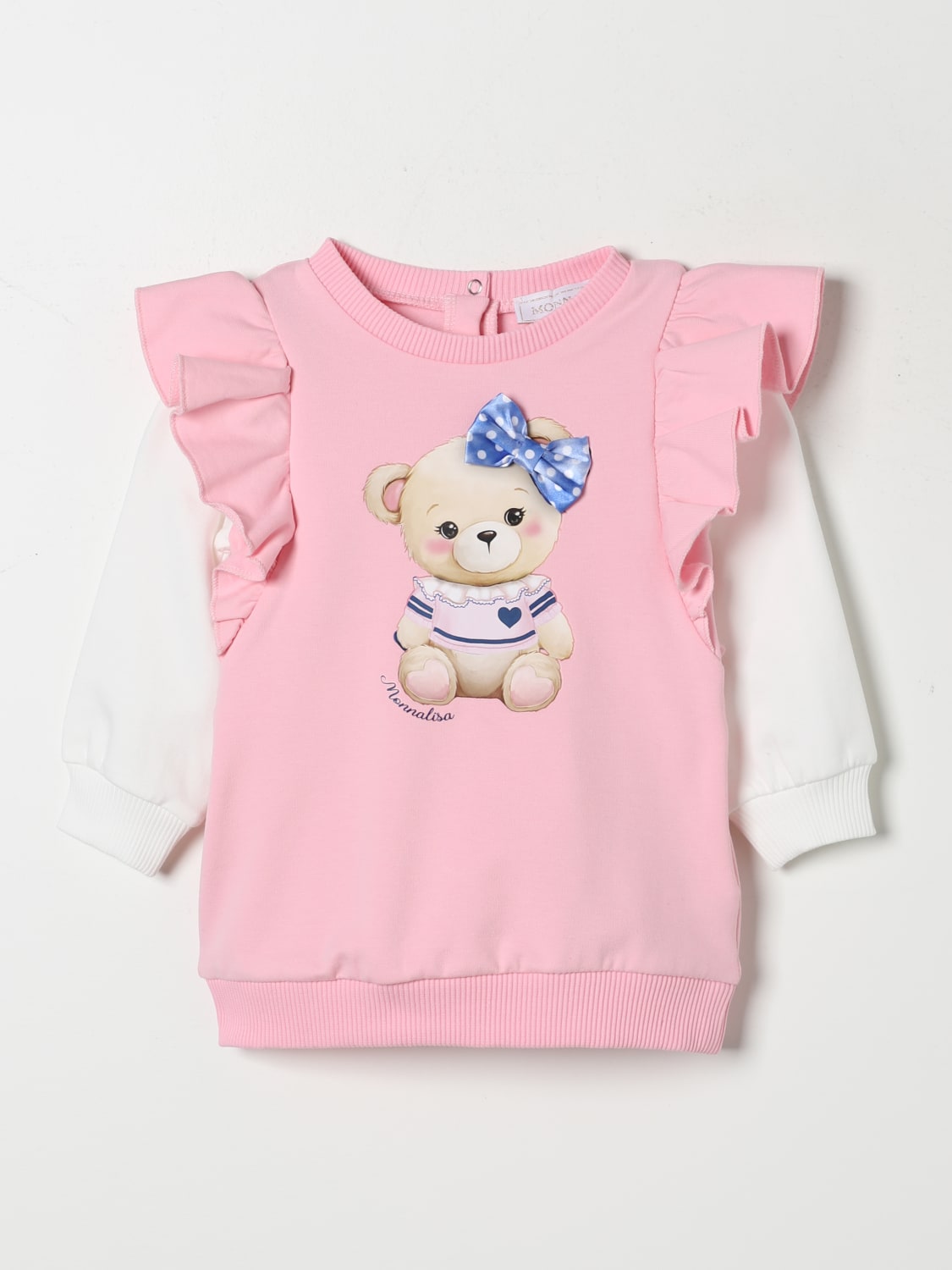 MONNALISA ROMPER: Monnalisa Bear sweatshirt dress, Pink - Img 1