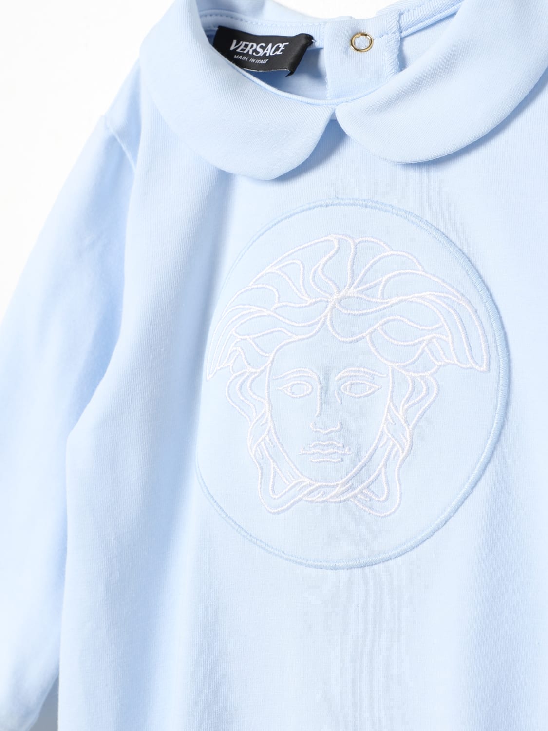 VERSACE TUTA: Tuta in cotone Medusa Versace, Azzurro - Img 3