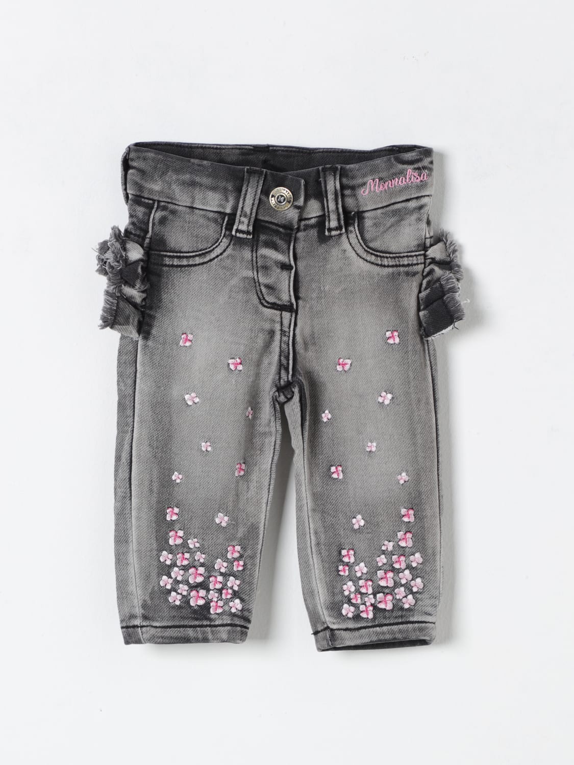 MONNALISA JEANS: Jeans con fiori Monnalisa, Grigio - Img 1