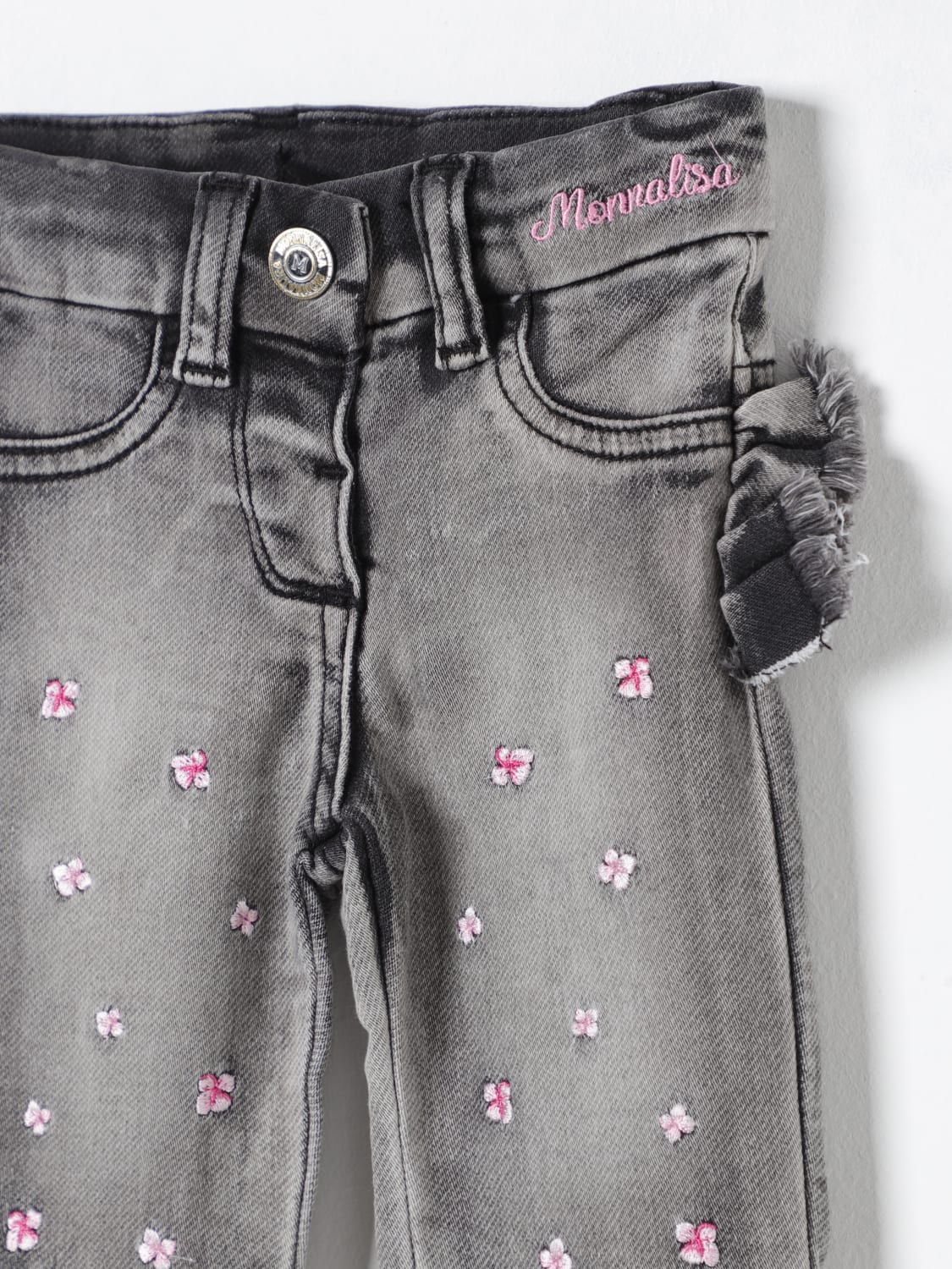 MONNALISA JEANS: Jeans con fiori Monnalisa, Grigio - Img 3