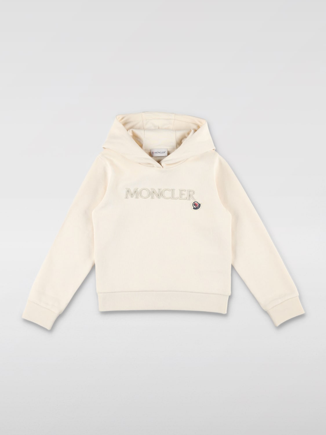 MONCLER MAGLIA: Felpa con cappuccio Moncler con logo, Bianco - Img 1