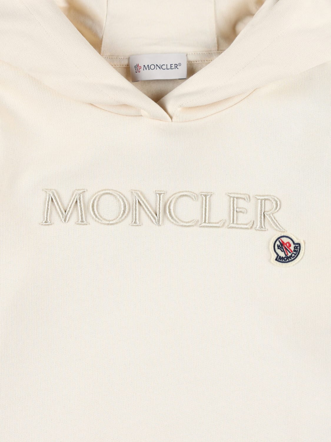 MONCLER MAGLIA: Felpa con cappuccio Moncler con logo, Bianco - Img 3