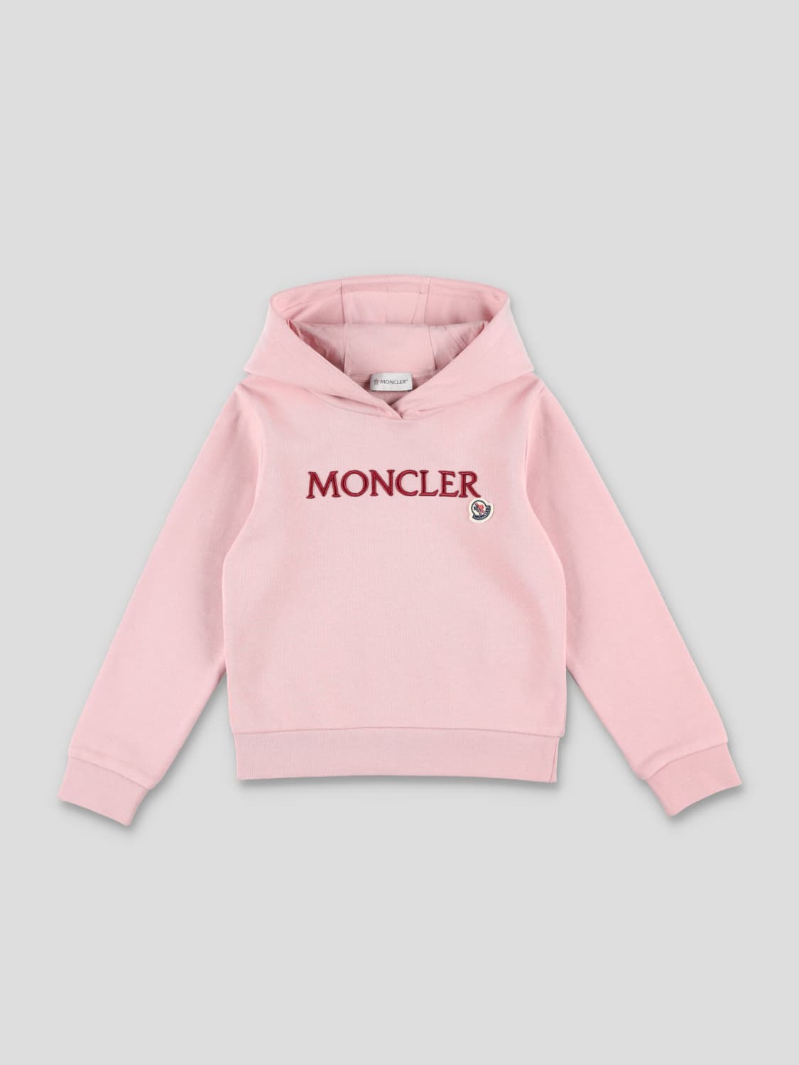 MONCLER MAGLIA: Felpa con cappuccio Moncler con logo, Rosa - Img 1