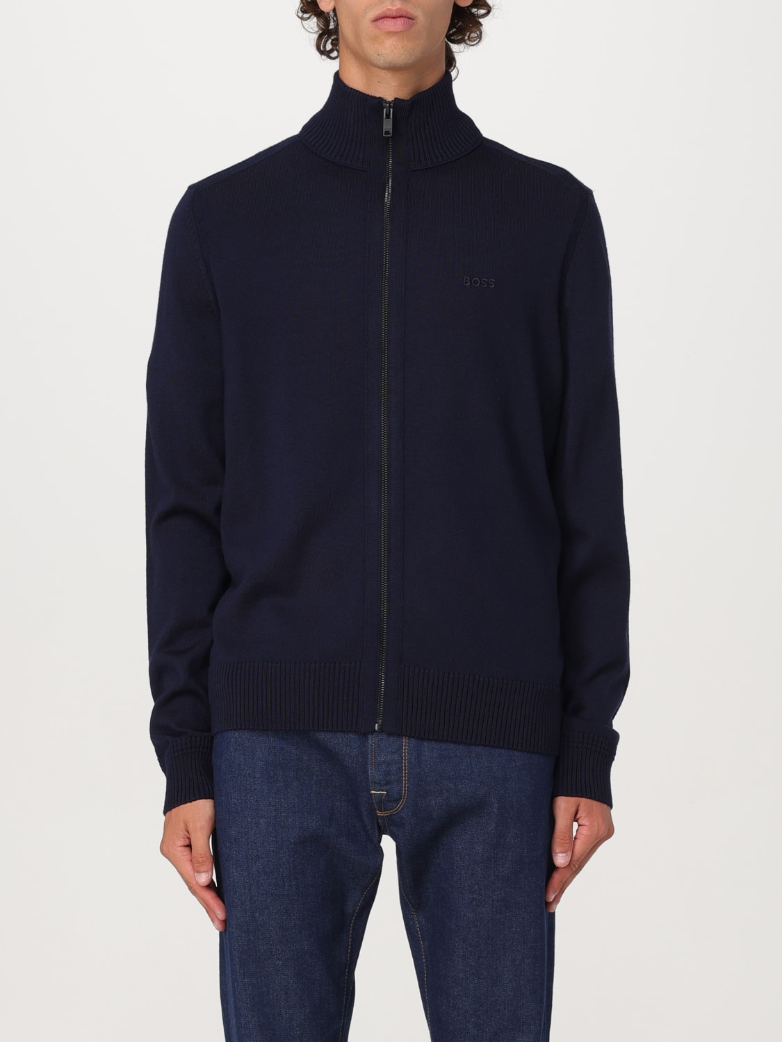 BOSS CARDIGAN: Boss zip-up cardigan, Blue - Img 1