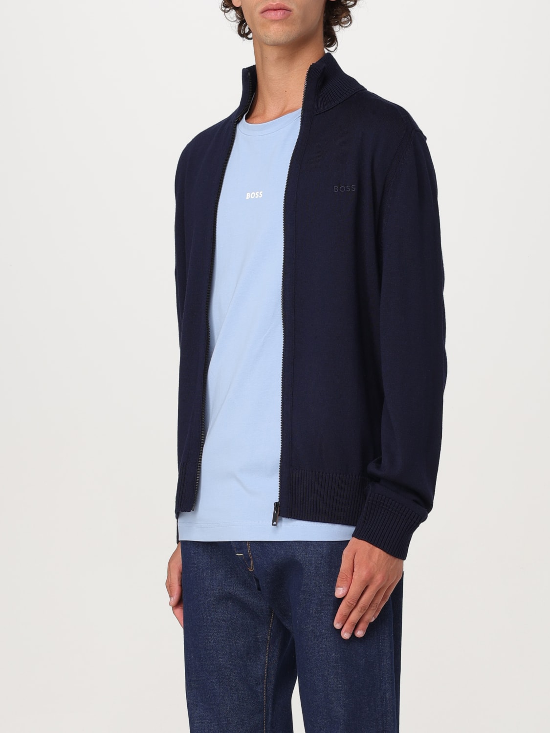 BOSS CARDIGAN: Boss zip-up cardigan, Blue - Img 3