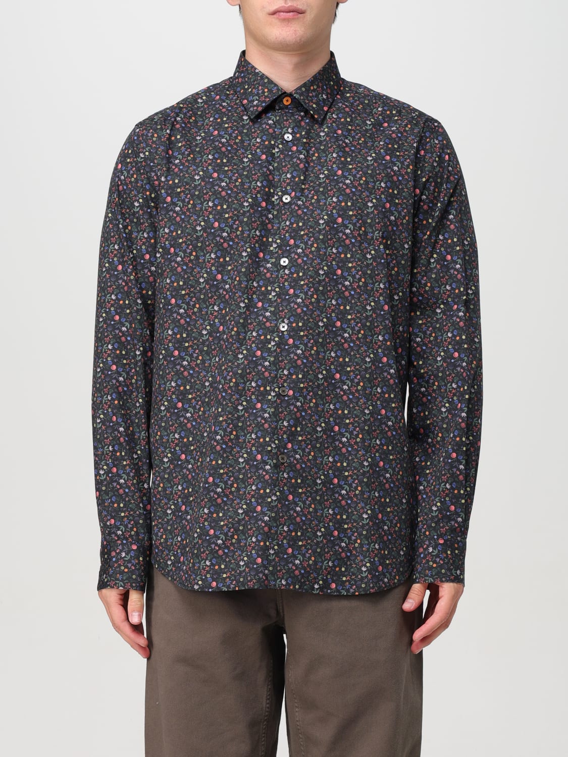 PAUL SMITH CAMICIA: Camicia Paul Smith in popeline organico con motivo floreale all over , Nero - Img 1